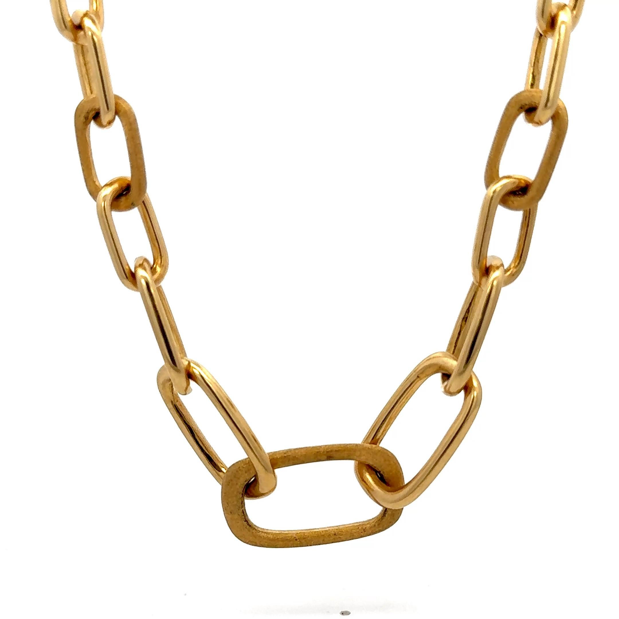 Marco Bicego Murano Brushed & Polished Link Necklace Bracelet 18K 67.8 Grams 36