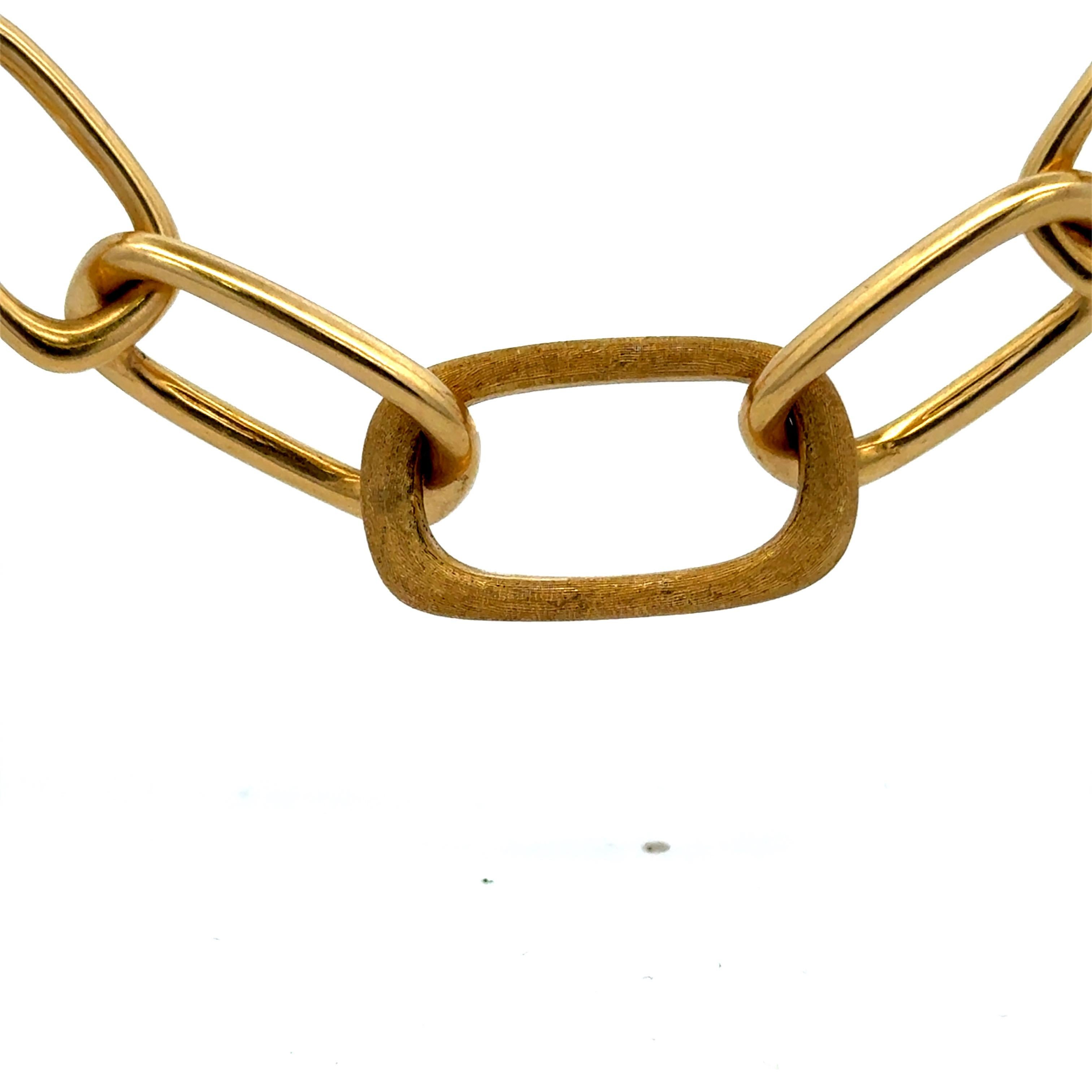 Marco Bicego Murano Brushed & Polished Link Necklace Bracelet 18K 67.8 Grams 36