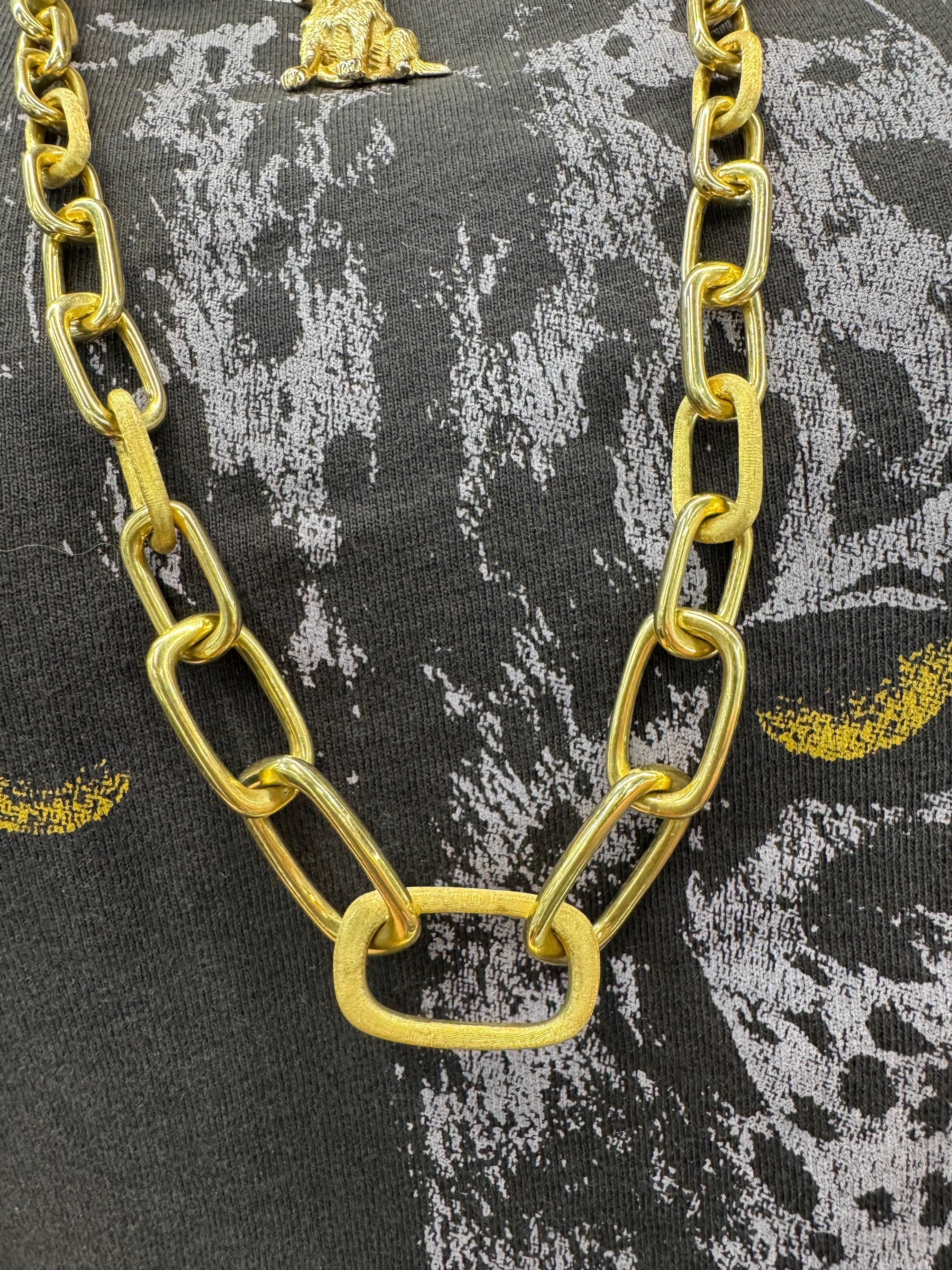 Marco Bicego Murano Brushed & Polished Link Necklace Bracelet 18K 67.8 Grams 36