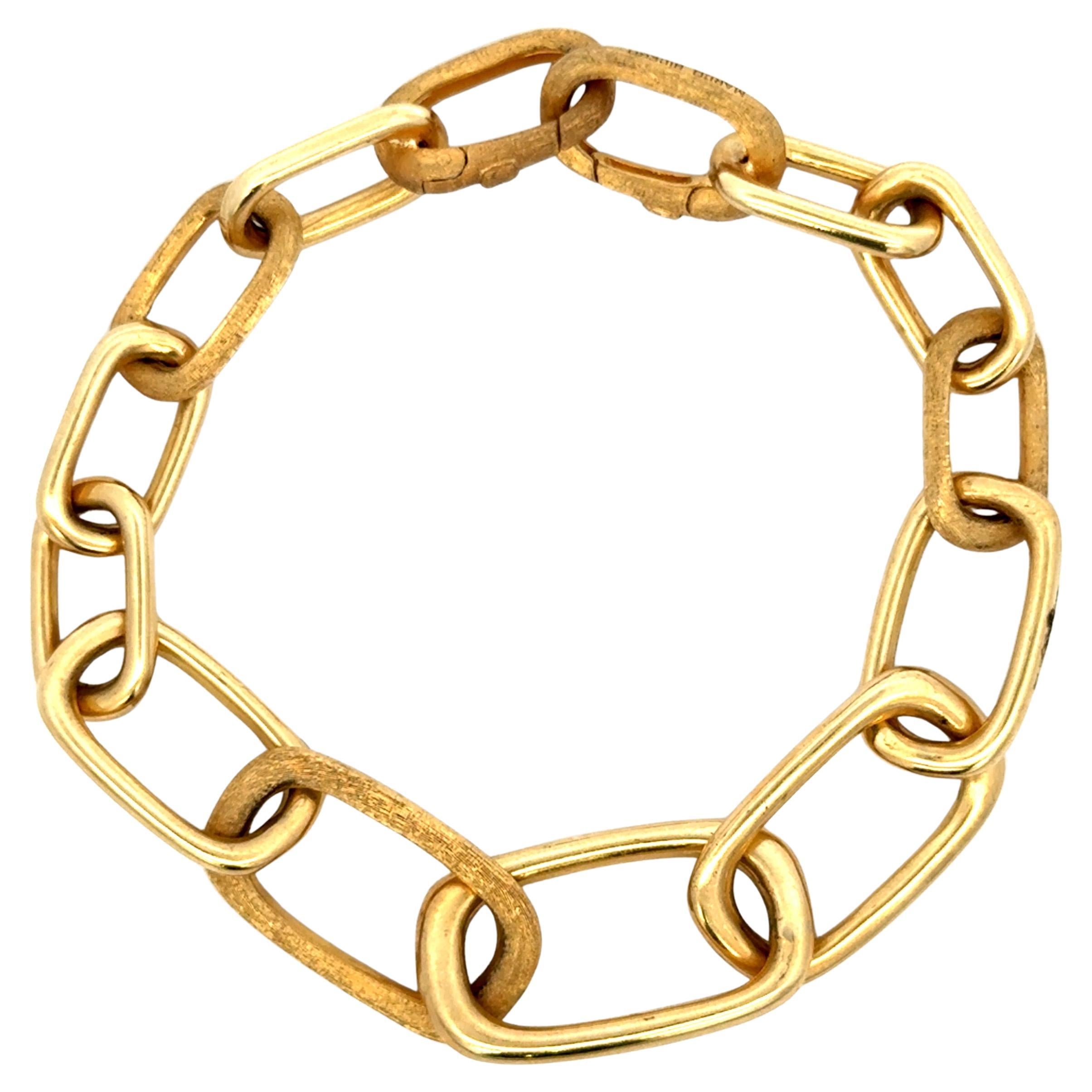 Contemporary Marco Bicego Murano Brushed & Polished Link Necklace Bracelet 18K 67.8 Grams 36