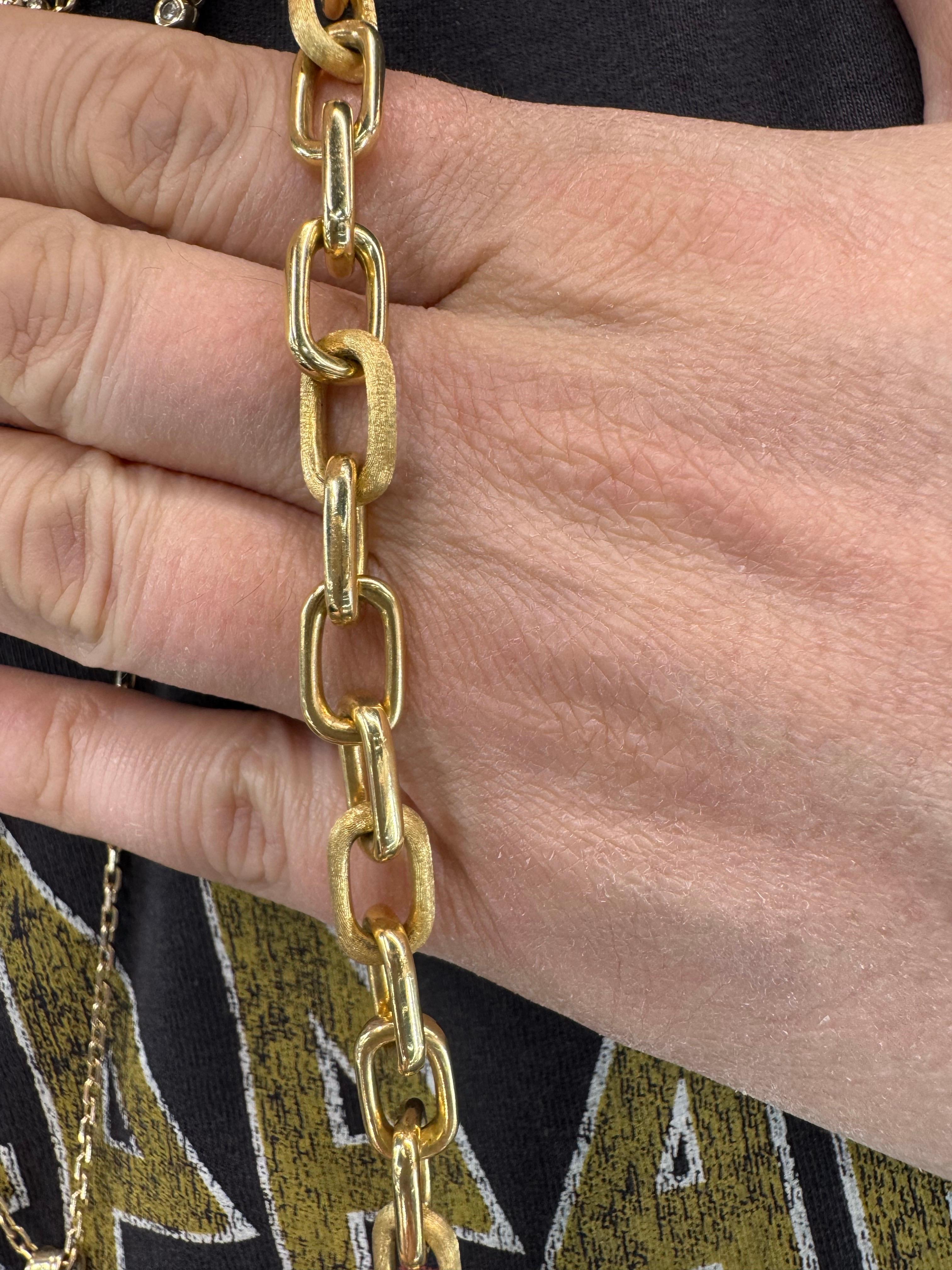 Women's Marco Bicego Murano Brushed & Polished Link Necklace Bracelet 18K 67.8 Grams 36