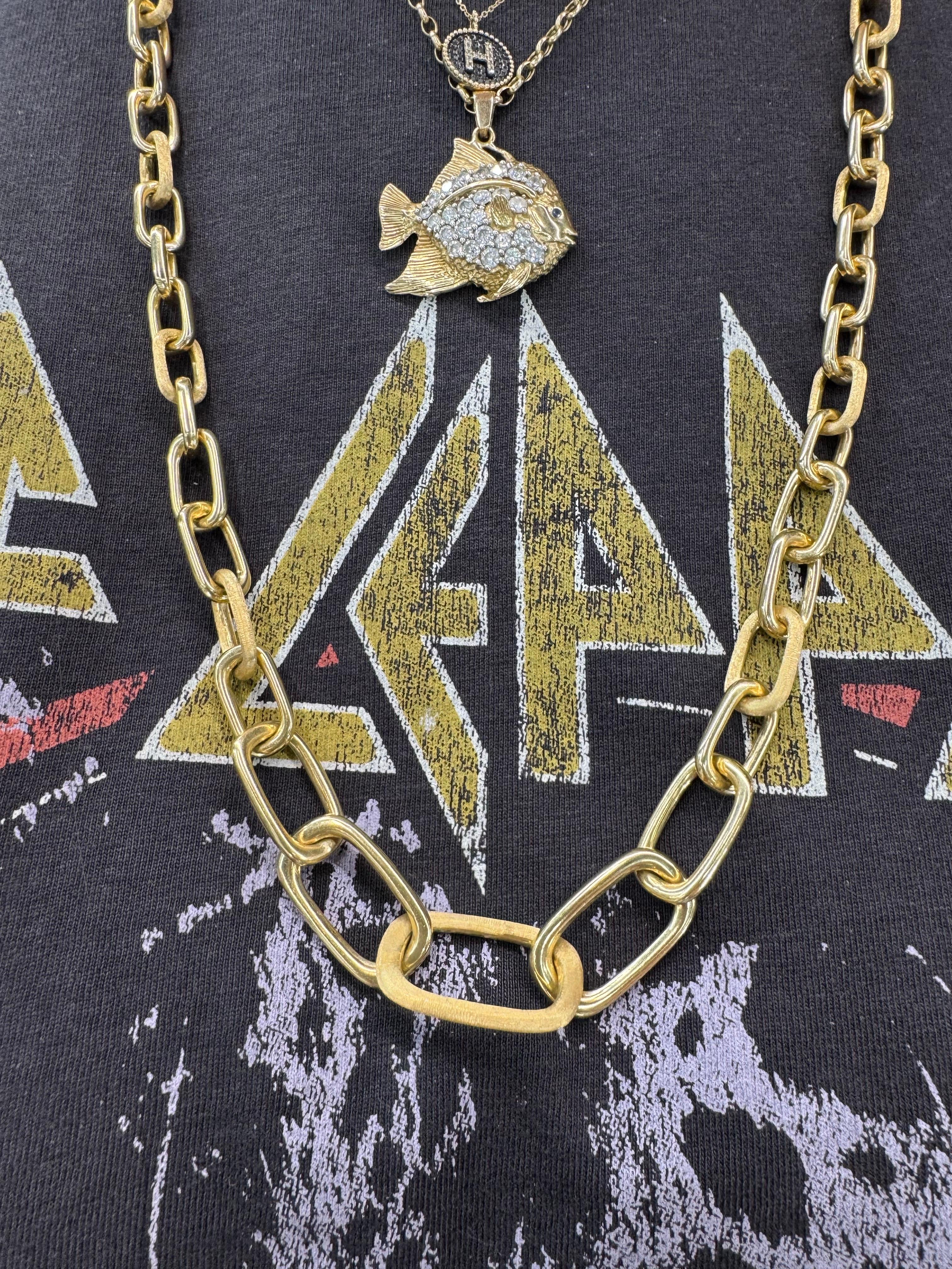 Marco Bicego Murano Brushed & Polished Link Necklace Bracelet 18K 67.8 Grams 36