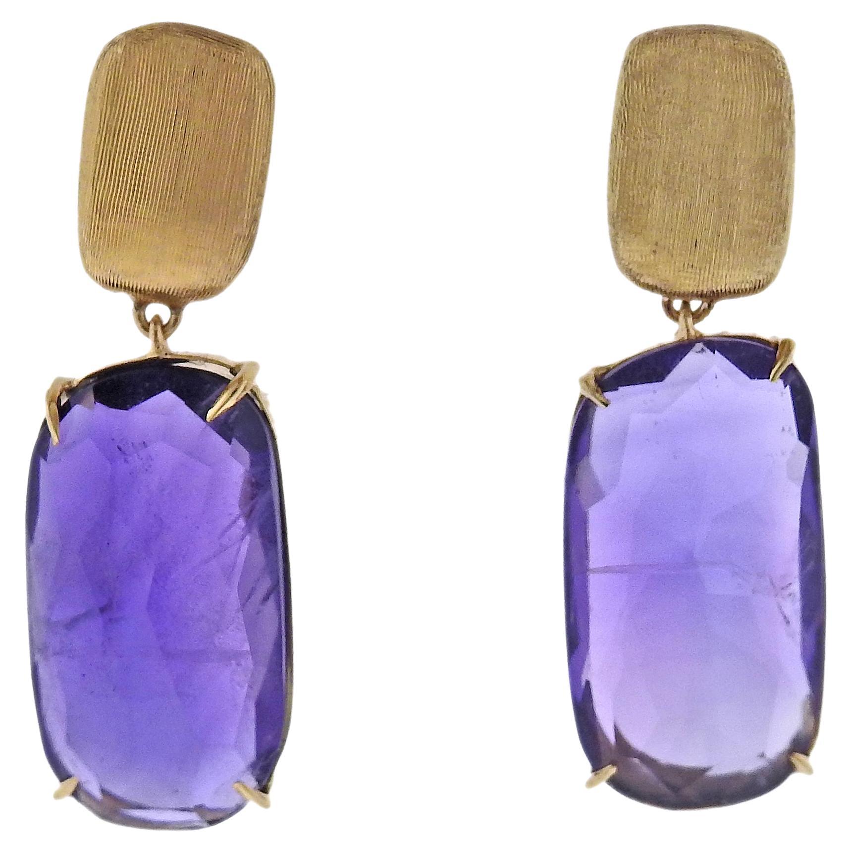 Marco Bicego Murano Gold Amethyst Drop Earrings For Sale