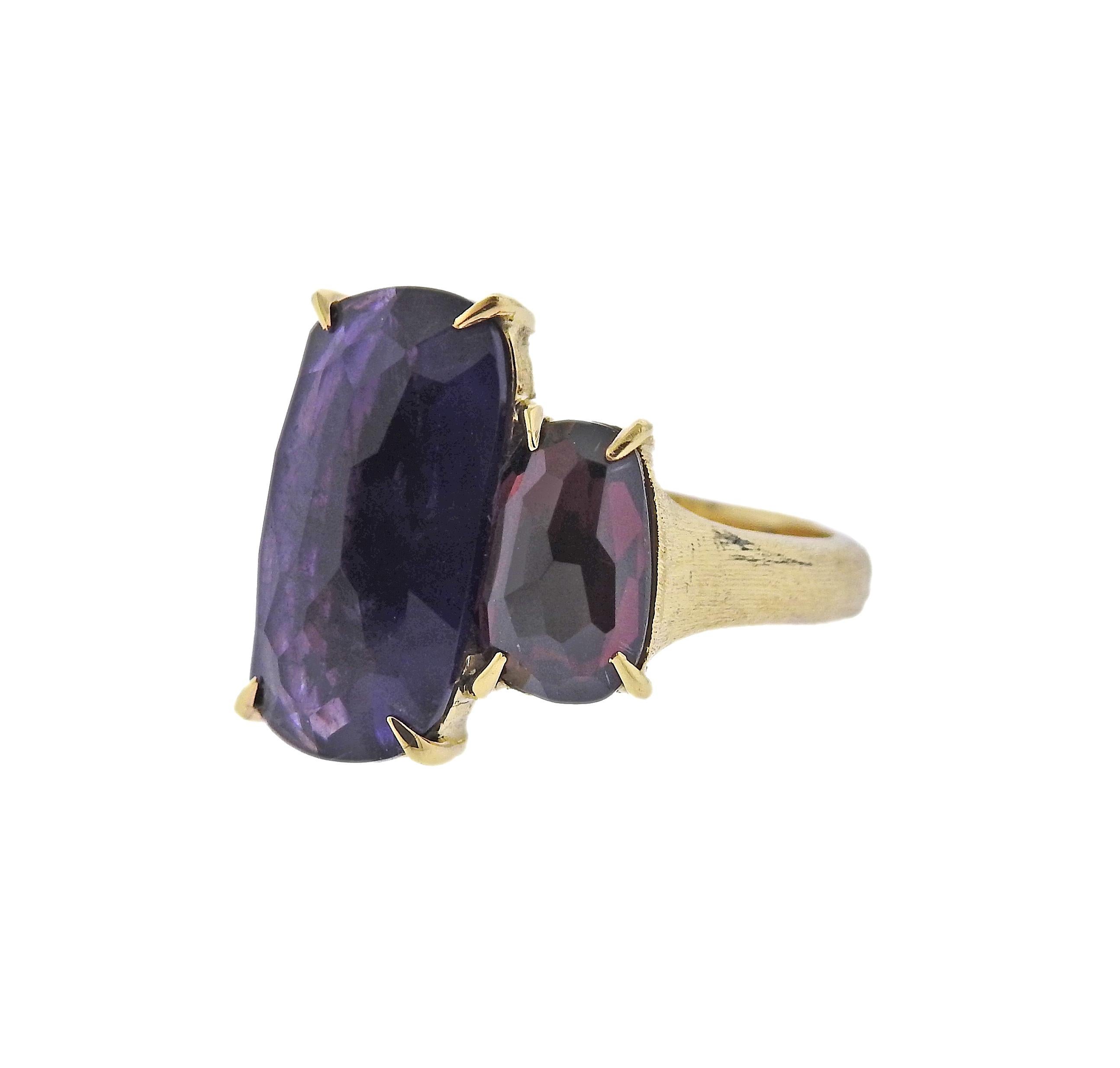 Mixed Cut Marco Bicego Murano Gold Amethyst Rhodolite Large Ring For Sale