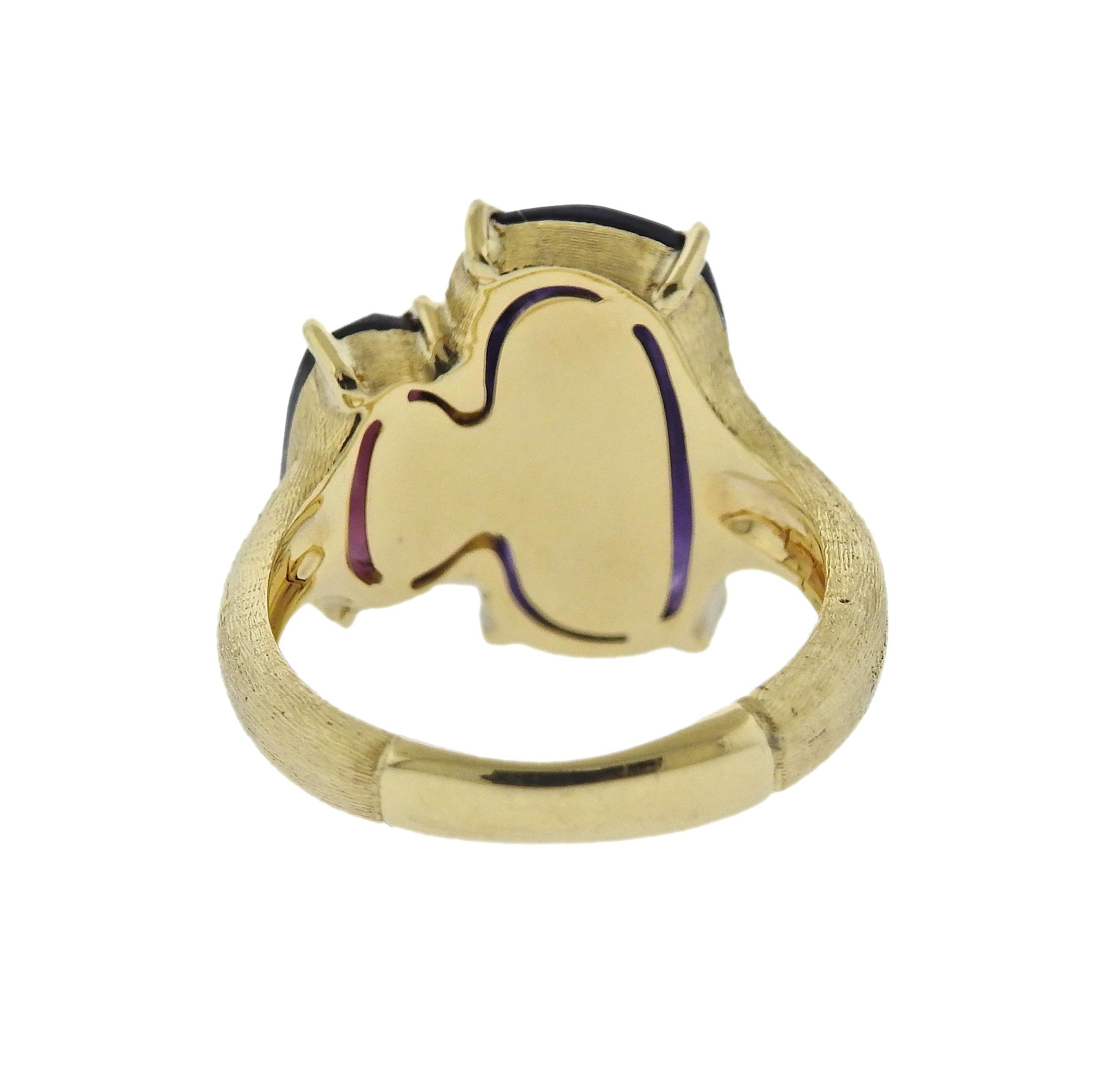 Marco Bicego Murano Gold Amethyst Rhodolite Large Ring In New Condition For Sale In Lambertville, NJ