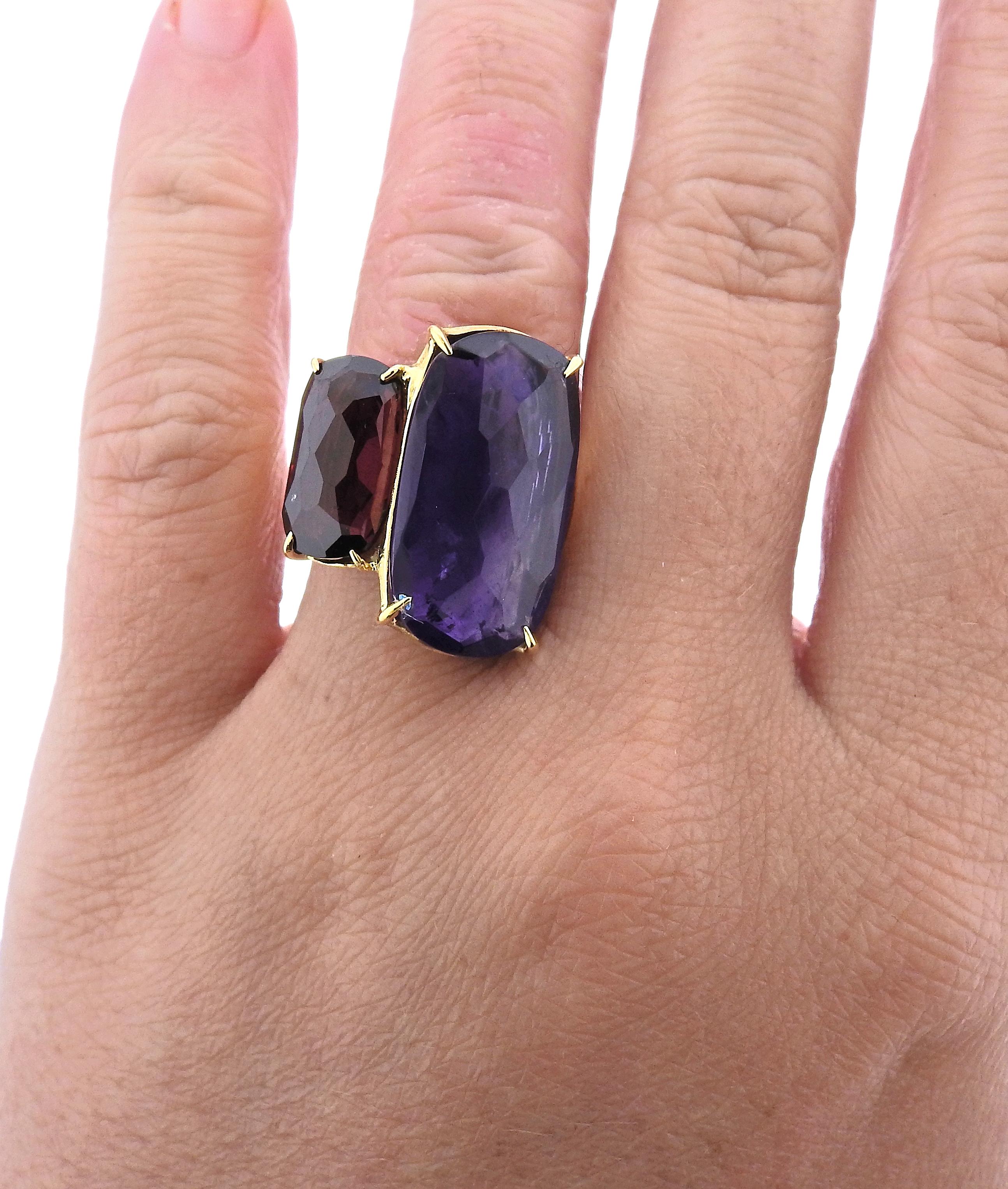 Marco Bicego Murano Gold Amethyst Rhodolite Large Ring For Sale 1