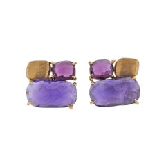 Marco Bicego Murano Gold Amethyst Rhodolite Stud Earrings