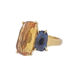 Marco Bicego Murano Gold Citrine Blue Topaz Ring