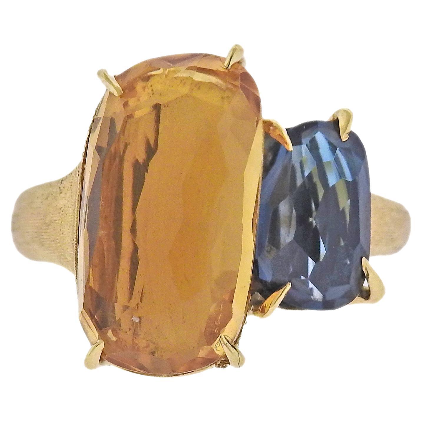 Marco Bicego Murano Gold Citrine Blue Topaz Ring For Sale