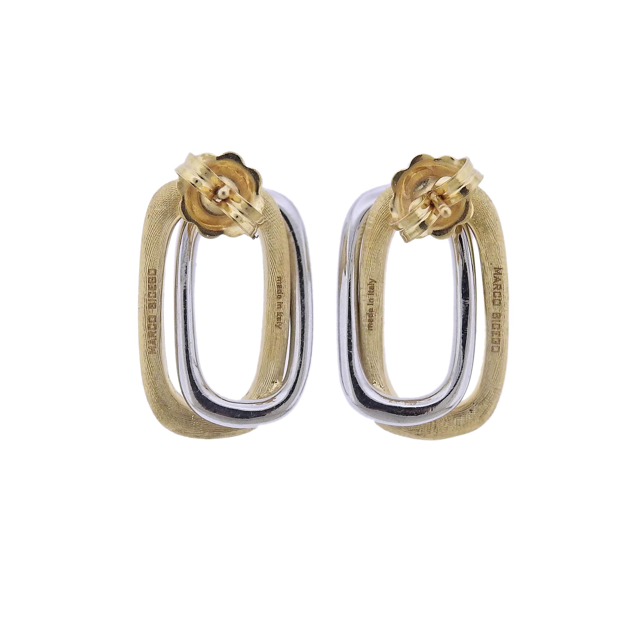 Round Cut MarCo Bicego Murano Gold Diamond Link Stud Earrings For Sale