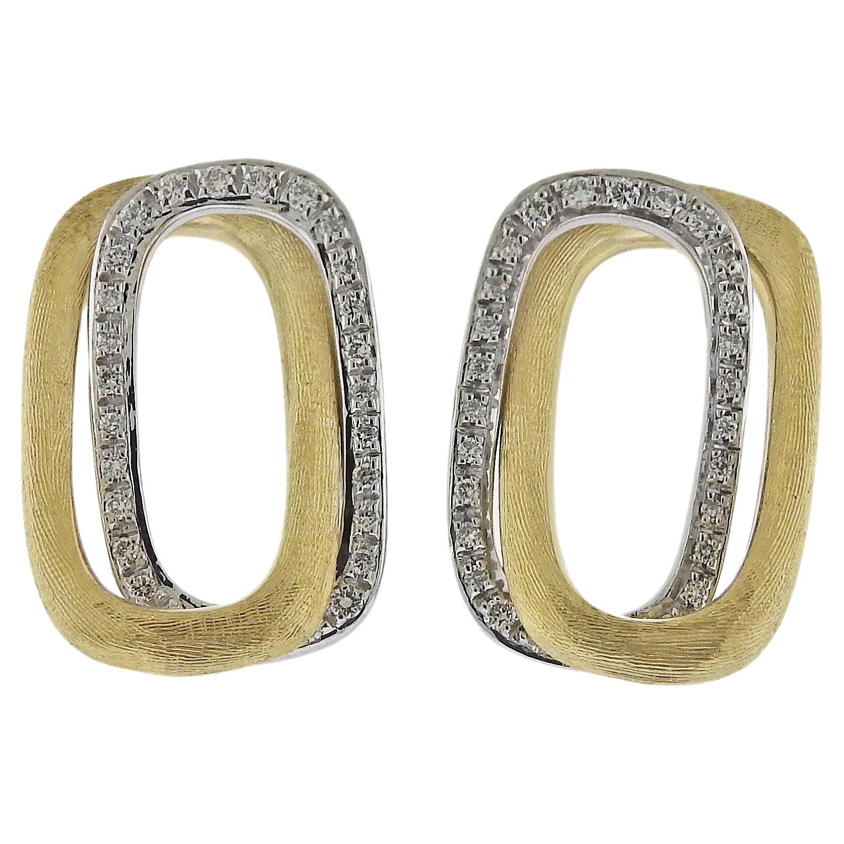 MarCo Bicego Murano Gold Diamond Link Stud Earrings For Sale