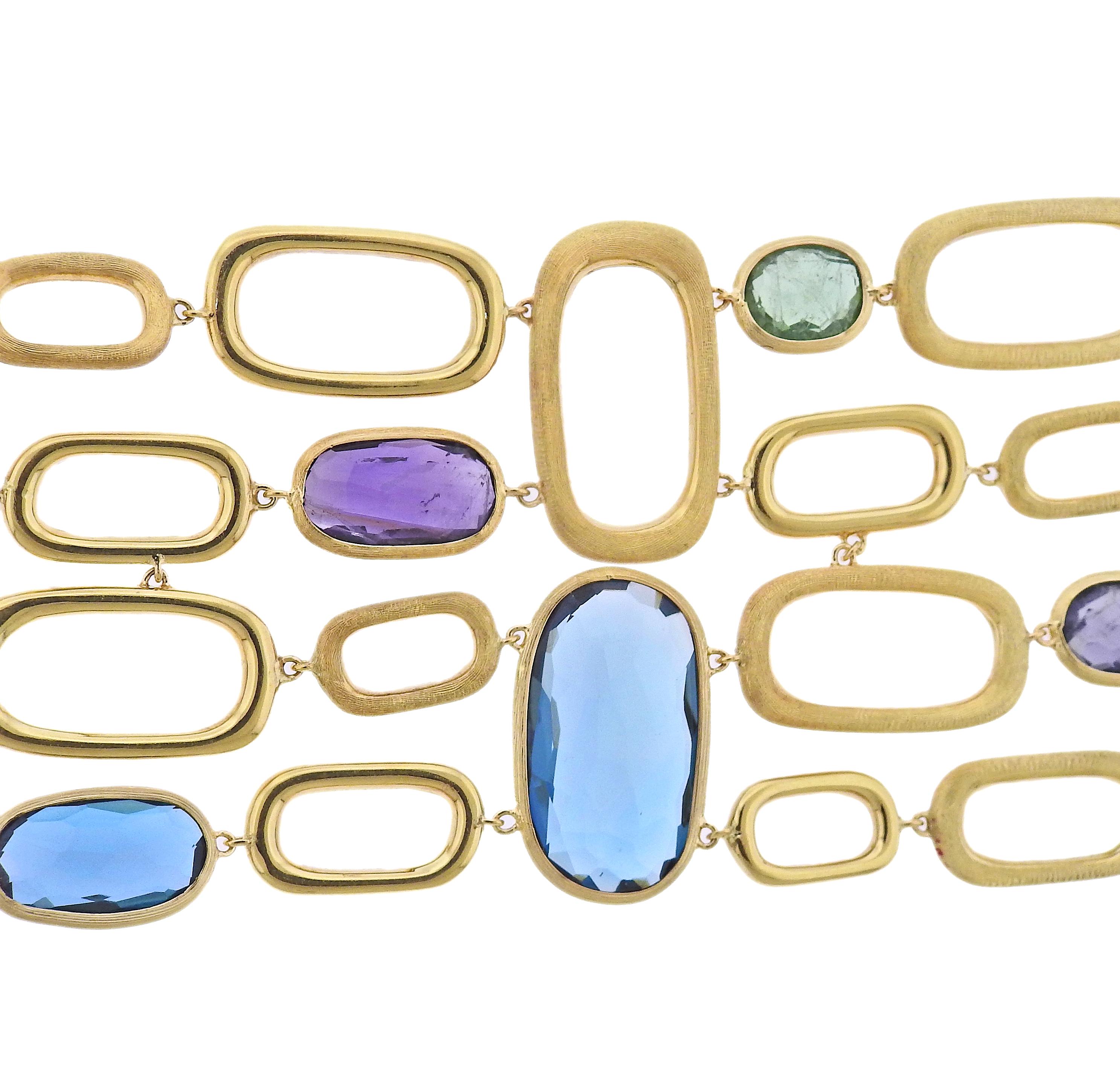 Marco Bicego Murano Gold gemischtes Edelstein-Gliederarmband im Zustand „Neu“ im Angebot in Lambertville, NJ