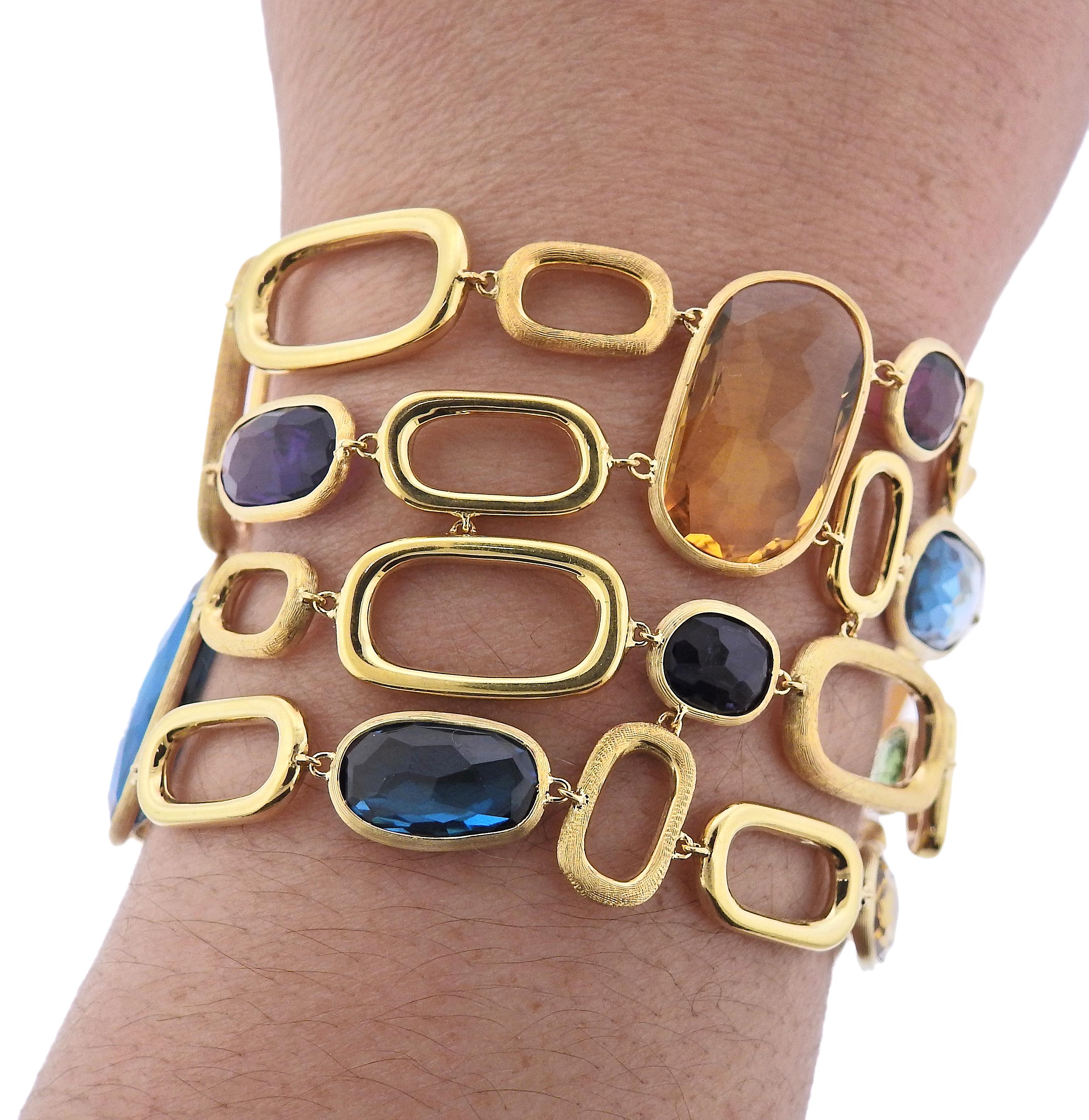 Marco Bicego Murano Gold Mix Gemstone Link Bracelet For Sale 1
