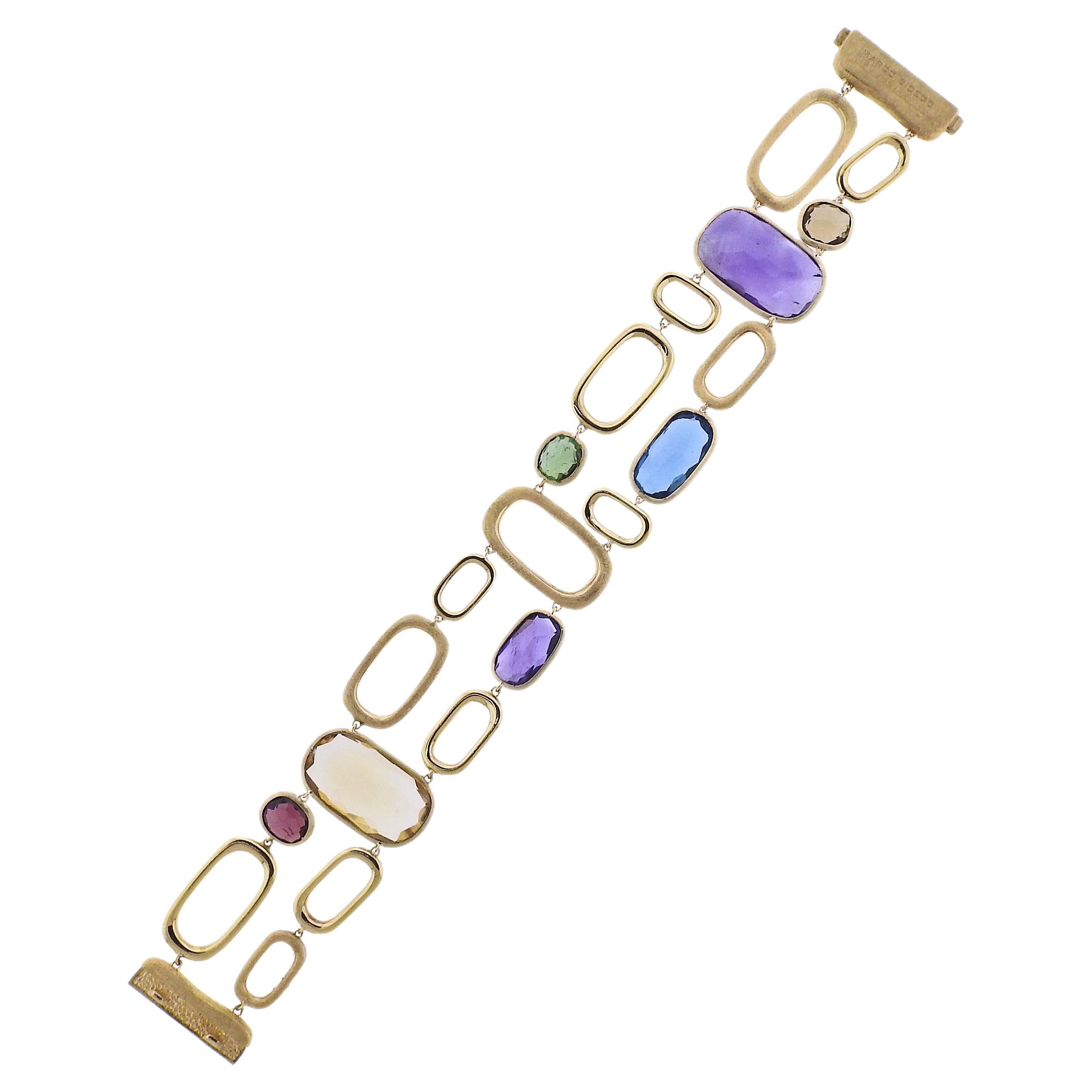 Marco Bicego Murano Gold Mix Gemstone Two Strand Bracelet For Sale