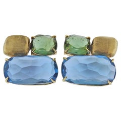 Marco Bicego Murano Gold Topaz Green Tourmaline Stud Earrings