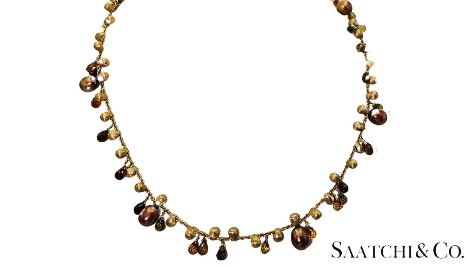 MARCO BICEGO - Collier - Or jaune 18 carats : Perle et pierre naturelle multicolore en vente 4