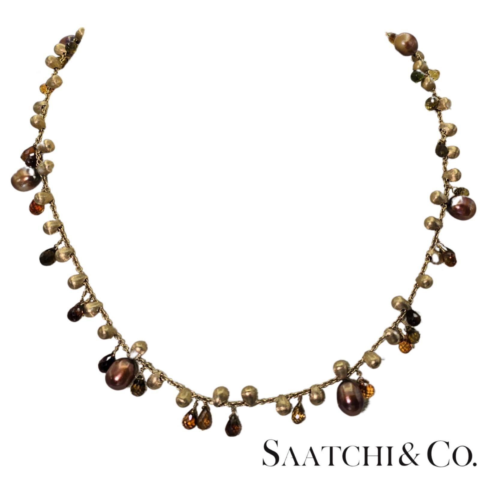 Collier de pierres naturelles en or jaune 18K

Marque : Marco Bicego
Type de métal : Or jaune 18K 750
Poids total de l'article : 32,1 grammes
Longueur du collier : 19 pouces (modifiable)
Pierre : Perle naturelle et pierre multicolore
Taille de la