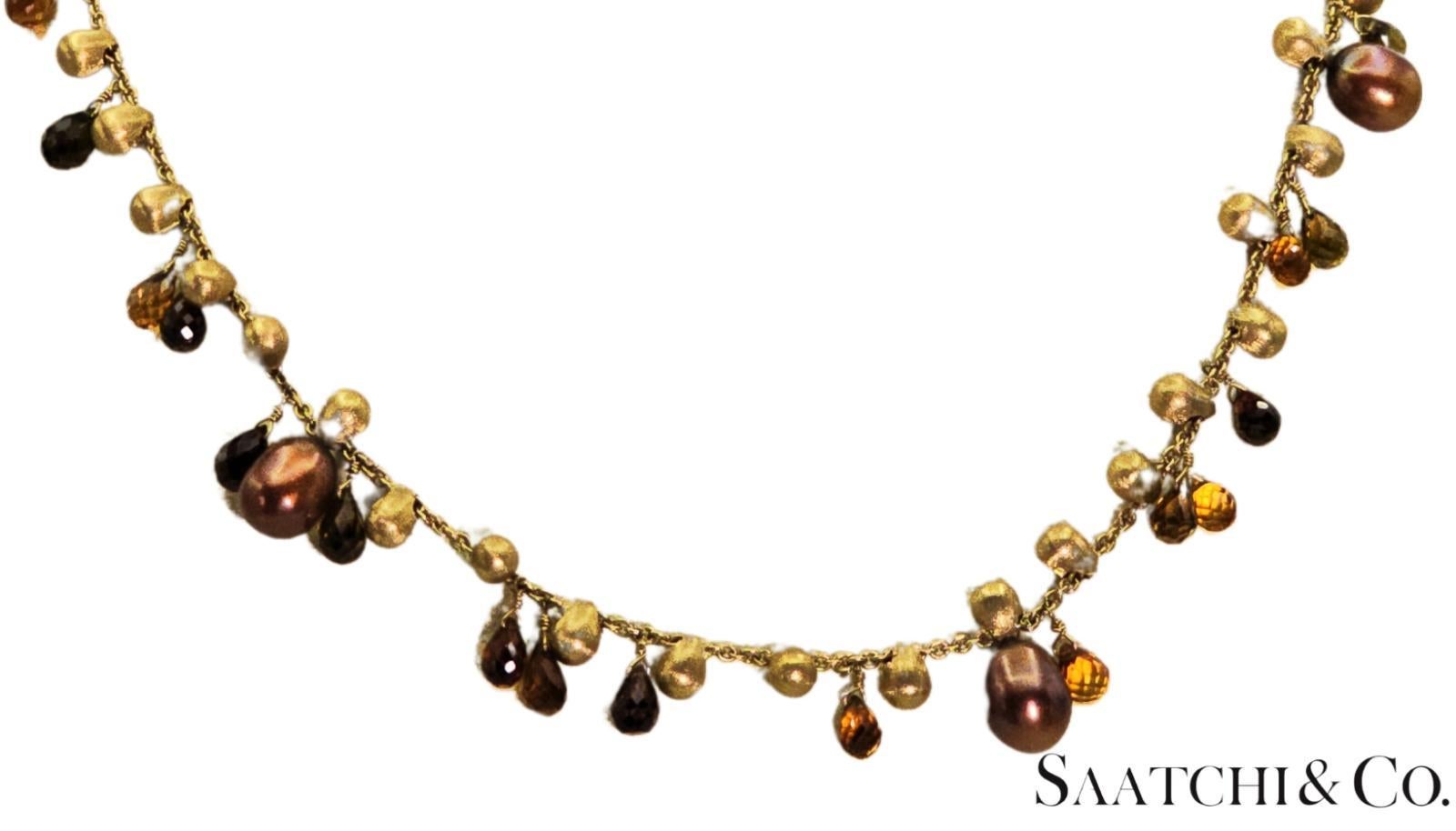MARCO BICEGO - Collier - Or jaune 18 carats : Perle et pierre naturelle multicolore Excellent état - En vente à New York, NY