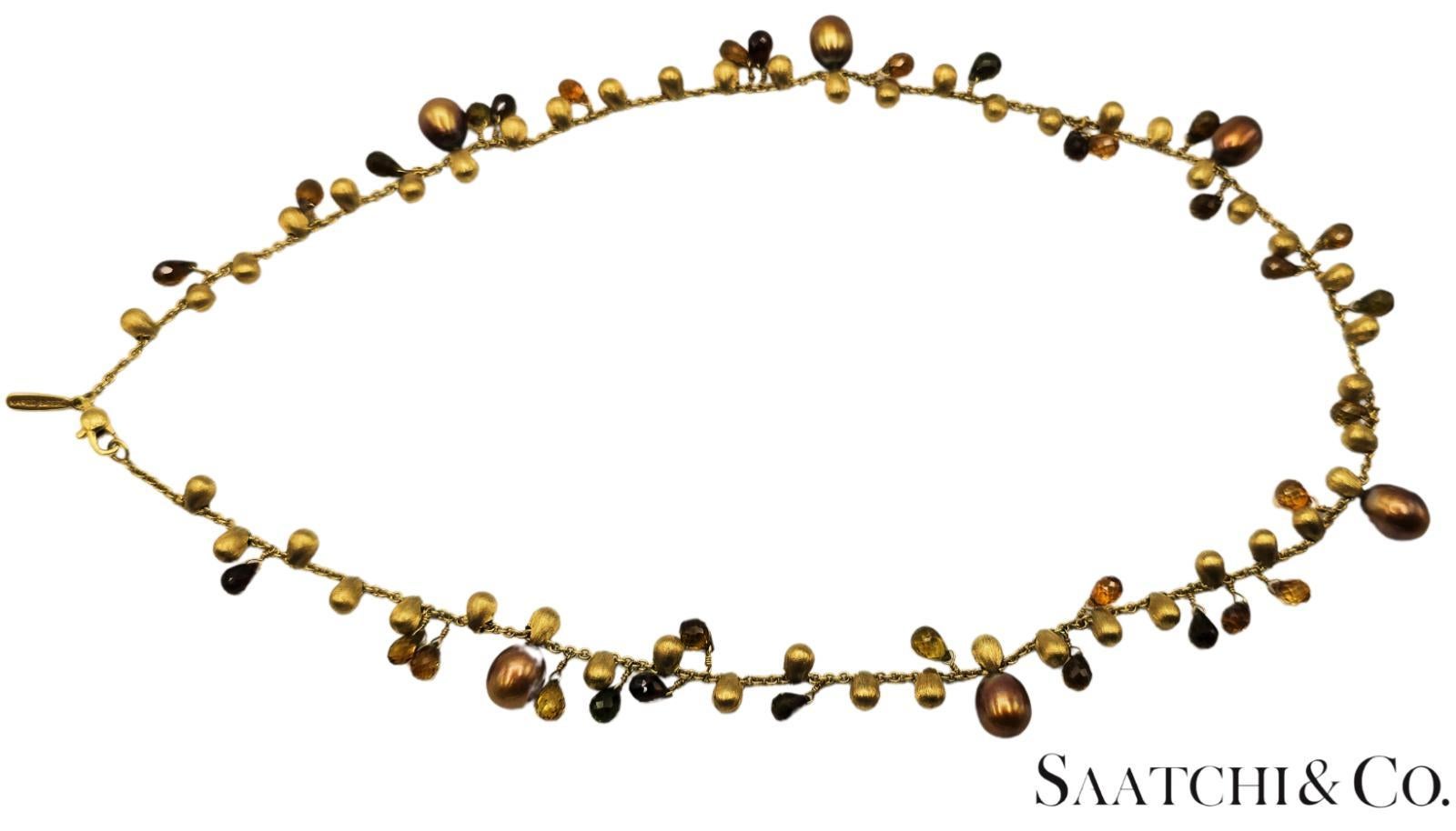 MARCO BICEGO - Collier - Or jaune 18 carats : Perle et pierre naturelle multicolore en vente 1