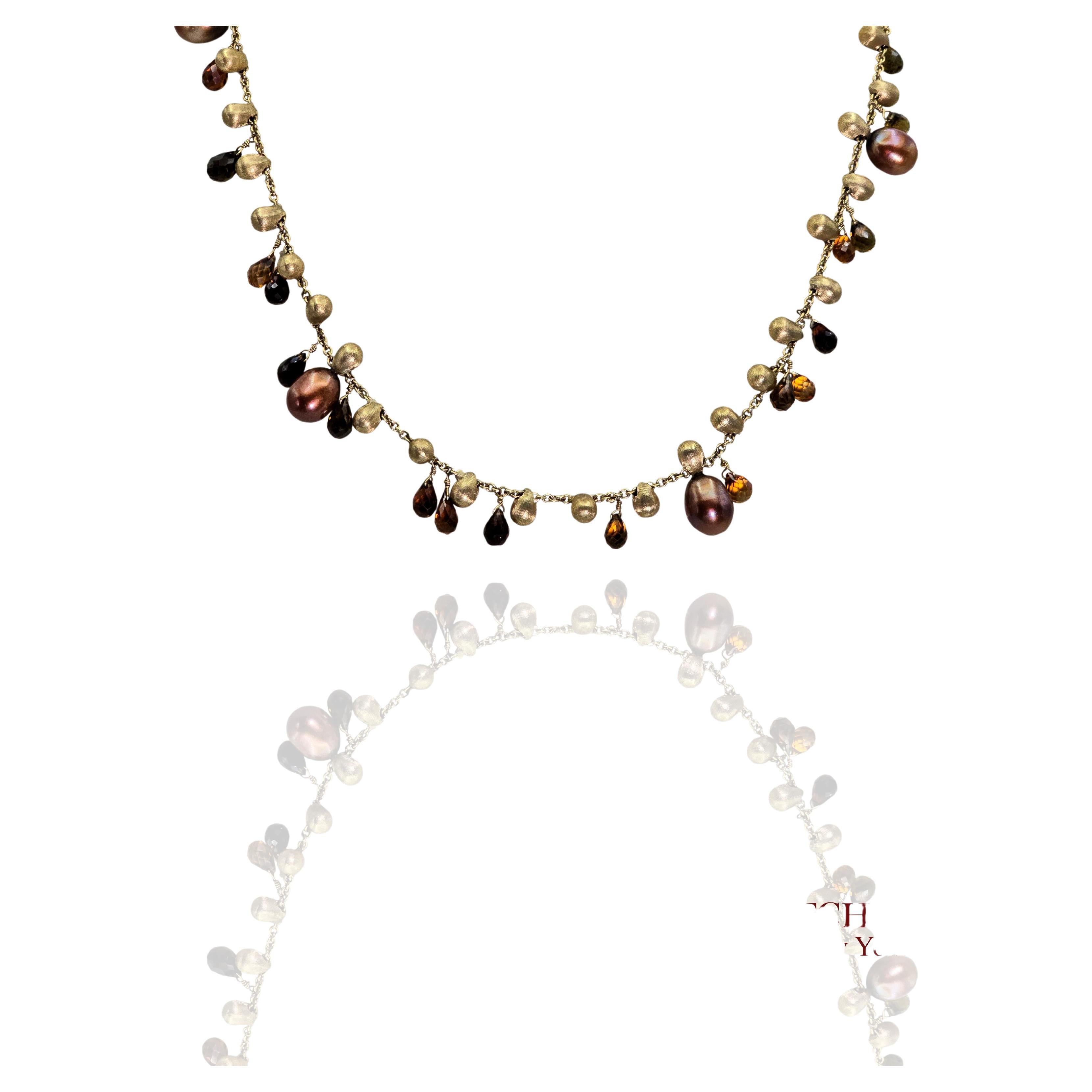 MARCO BICEGO - Neclace - 18K Yellow Gold: Pearl & Multi Color Natural Gemstone