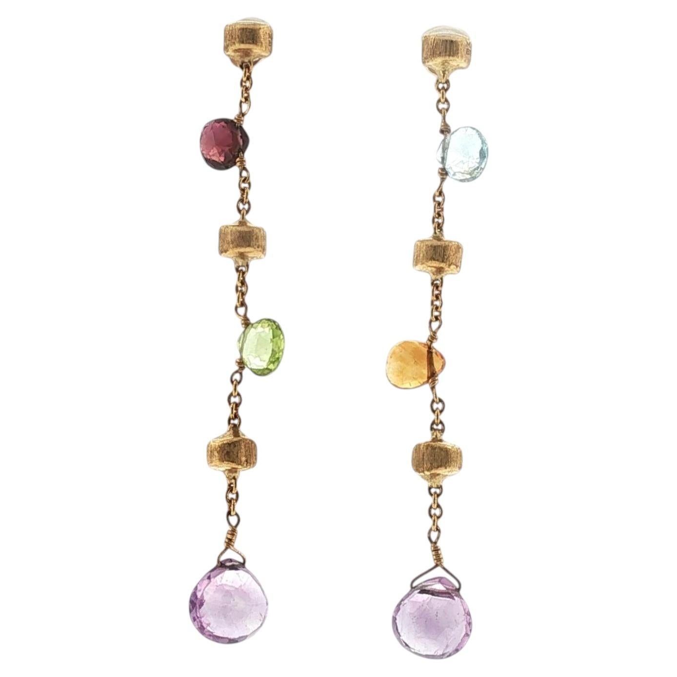 Marco Bicego Paradise 18 Karat Yellow Gold Gemstone Drop Earrings