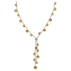 Used Marco Bicego Paradise 18K Gold Pave Diamond Gem Lariat Necklace