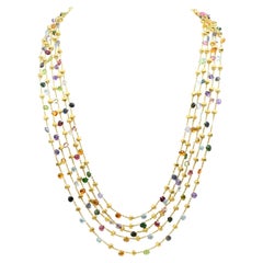 Marco Bicego Paradise 18K Yellow Gold long Gemstone Five Rows long Necklace