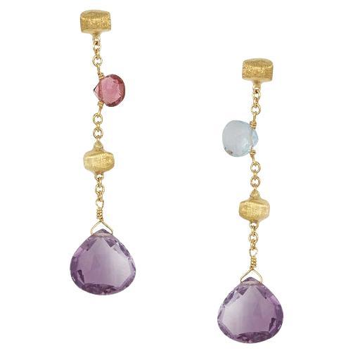 MarCo Bicego Paradise 18k Yellow Gold Mixed Gemstone Drop Earrings OB1430 MIX01 For Sale