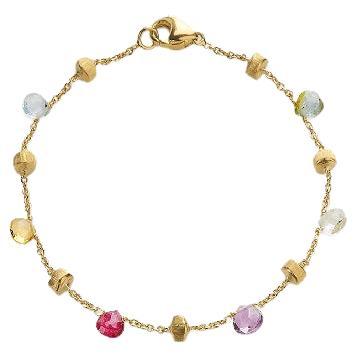 MarCo Bicego Paradise 18k Yellow Gold Mixed Gemstone Single Strand Bracelet BB76 For Sale