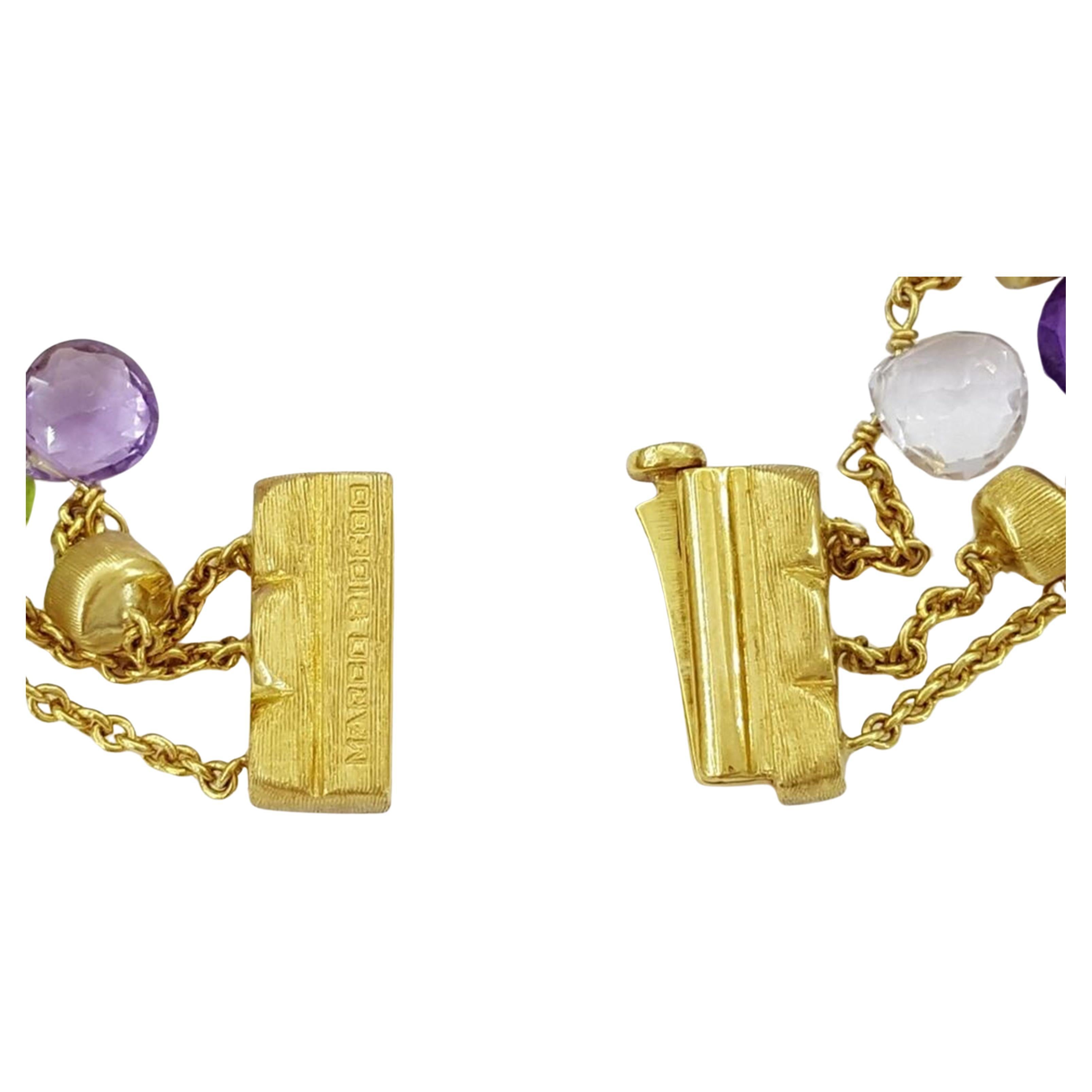 Marco Bicego Paradies 3 Strang Multi-Colored Edelstein Armband 18k Gelbgold (Zeitgenössisch)