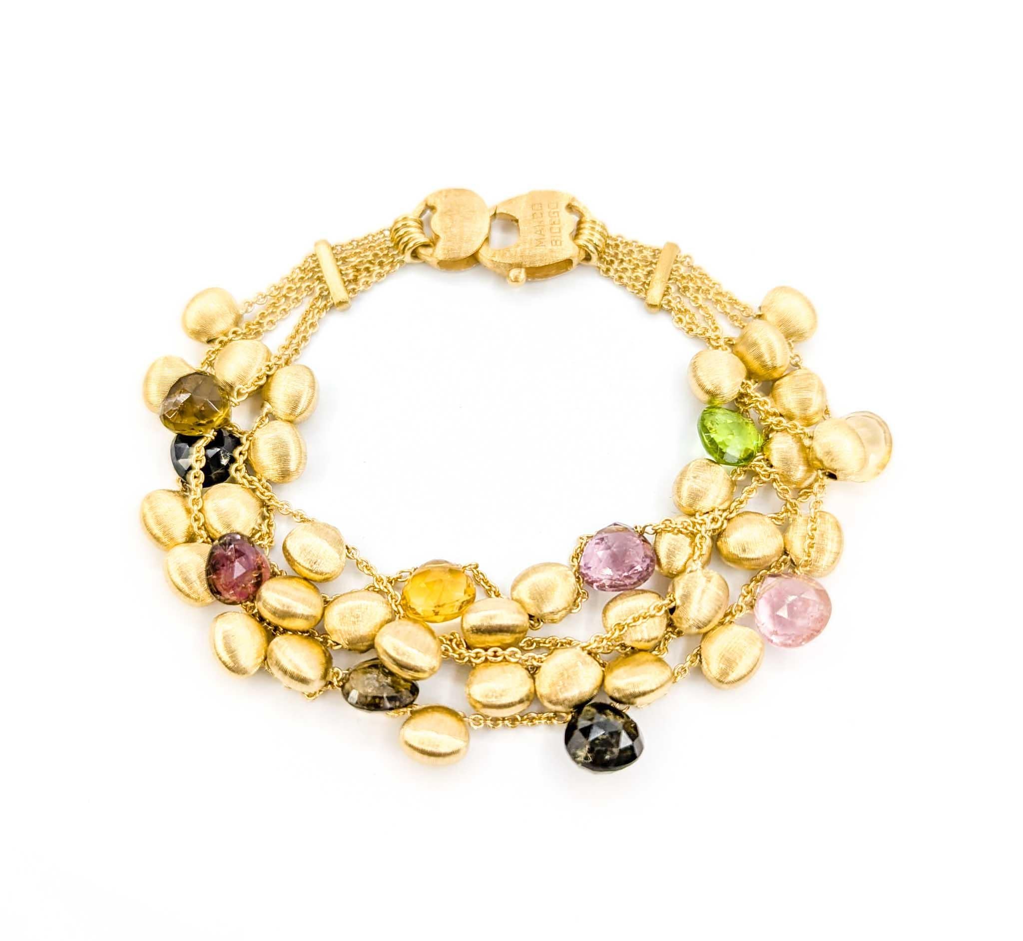 Marco Bicego Paradise 5 Row Gemstone Bracelet en or jaune 18k en vente 7