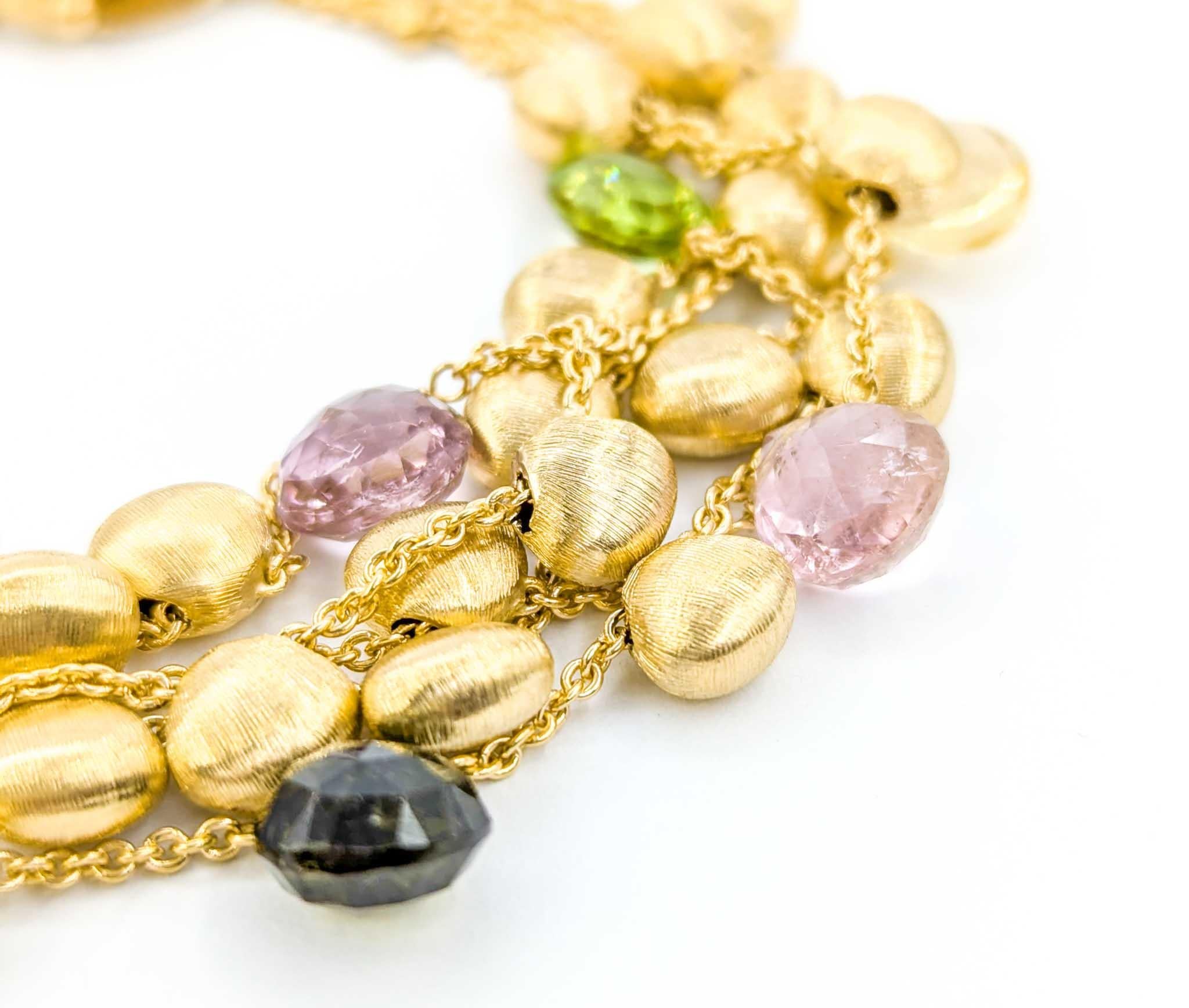 Marco Bicego Paradise 5 Row Gemstone Bracelet en or jaune 18k en vente 8