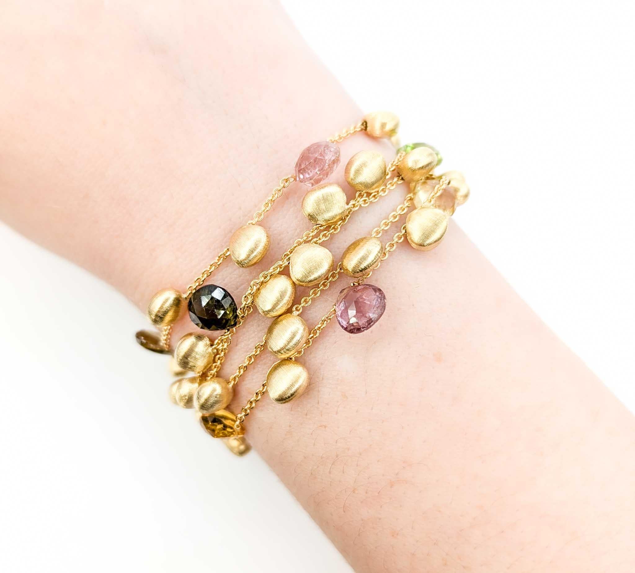 Marco Bicego Paradise 5 Row Gemstone Bracelet en or jaune 18k Excellent état - En vente à Bloomington, MN