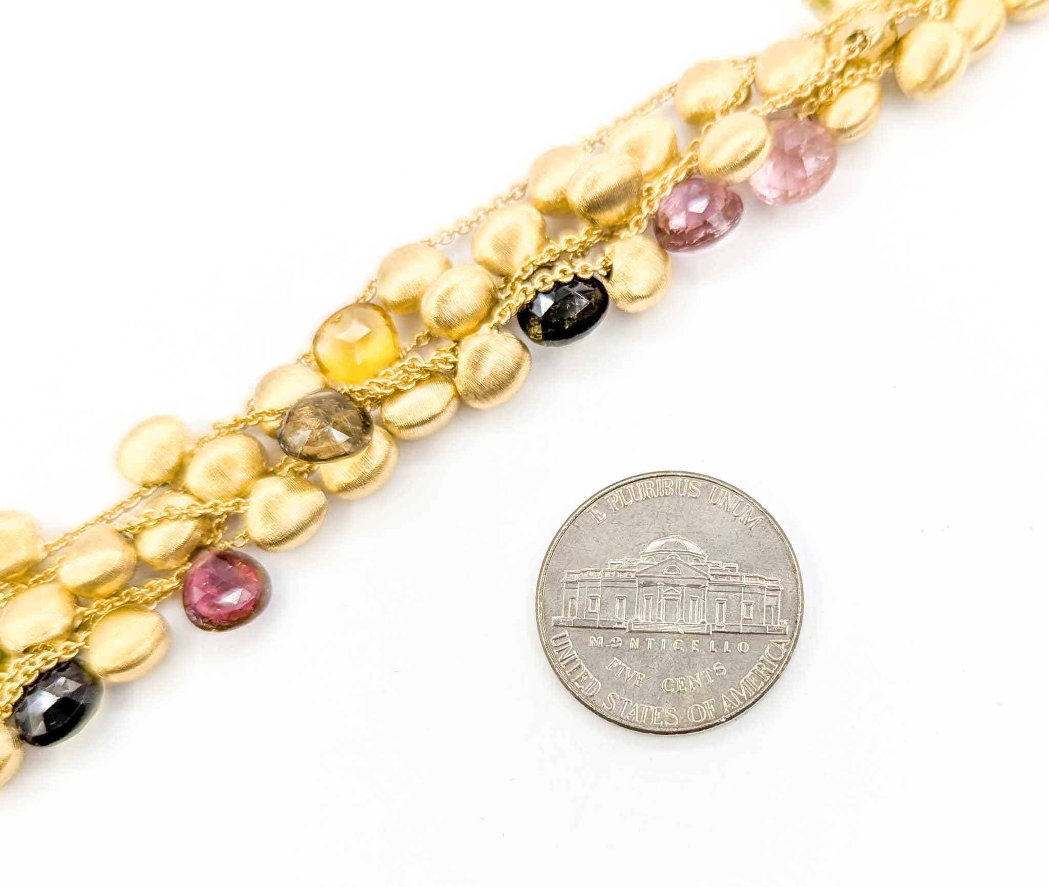 Marco Bicego Paradise 5 Row Gemstone Bracelet en or jaune 18k Pour femmes en vente