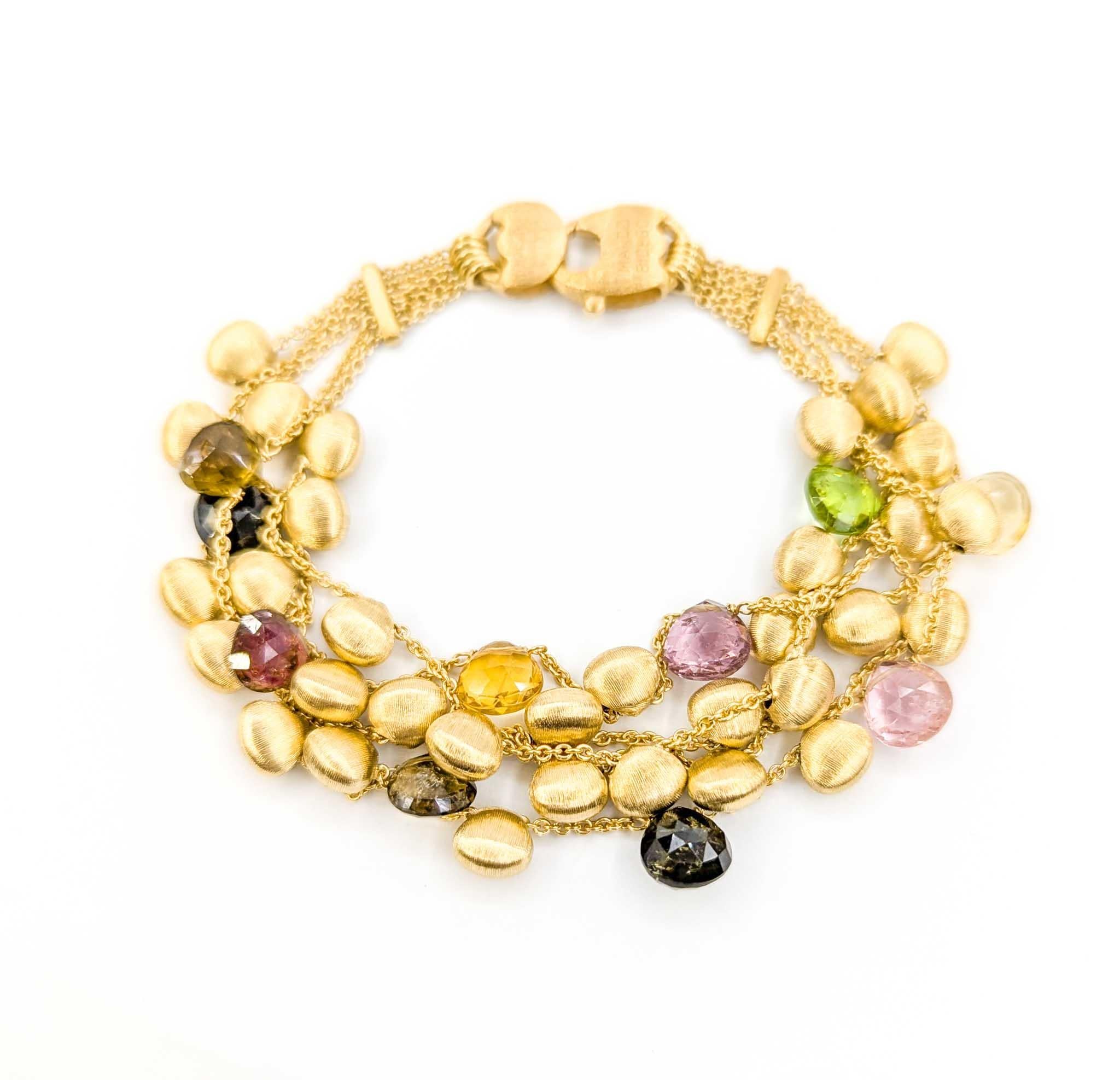 Marco Bicego Paradise 5 Row Gemstone Bracelet en or jaune 18k en vente 3