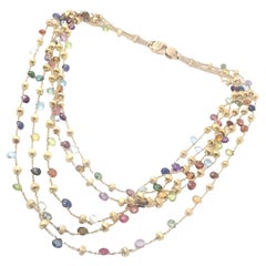 Marco Bicego Paradise Collier en or jaune à 5 rangées de pierres précieuses multicolores