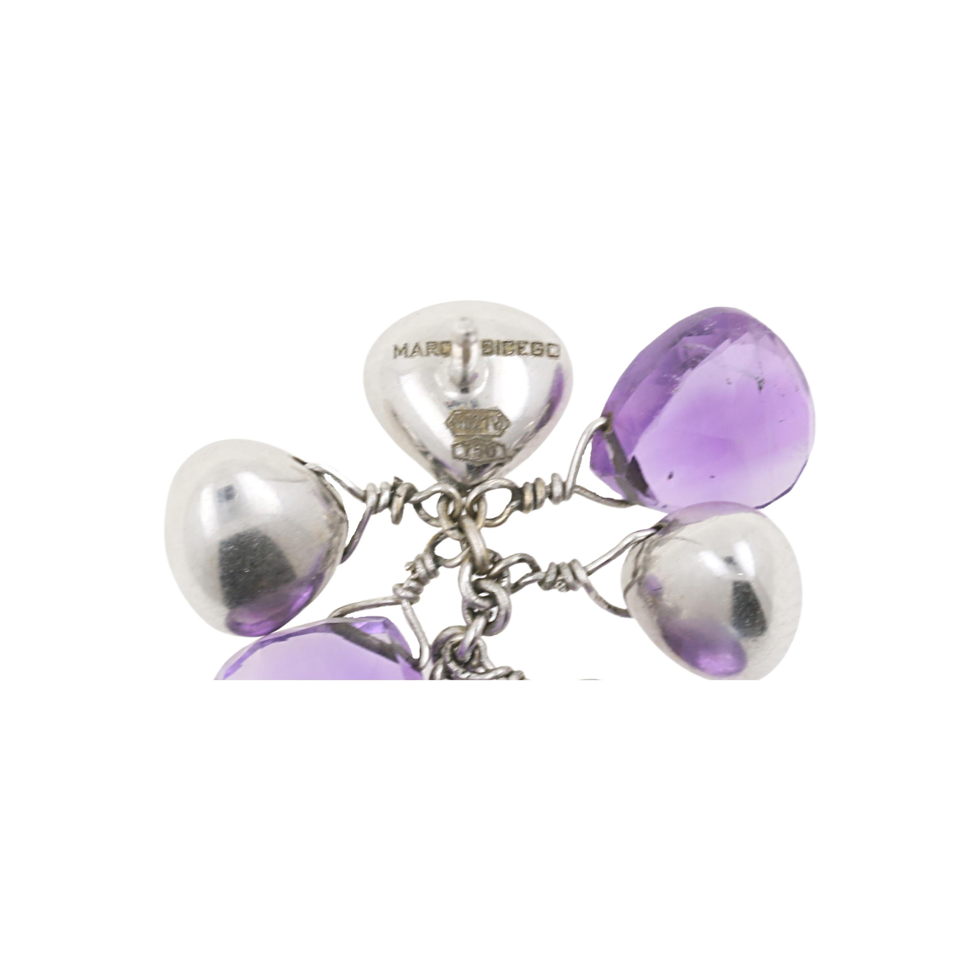 Women's Marco Bicego Paradise Amethysts, Aquamarines and 18 Karat White Gold Earrings