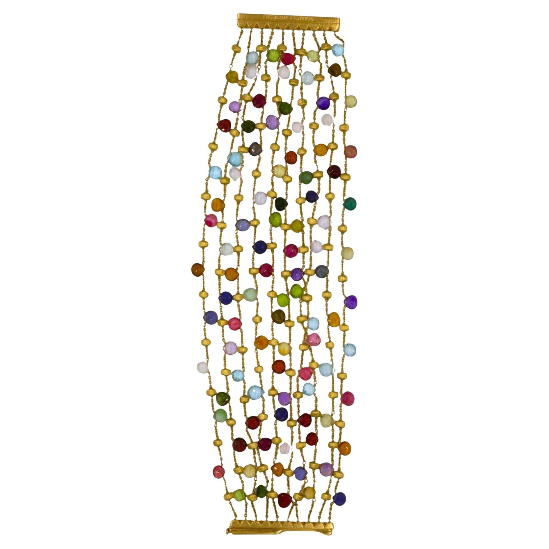 Marco Bicego Bracciale Paradise 18K con pietre preziose in oro giallo in vendita