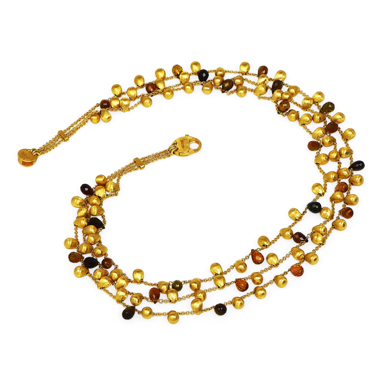Women's Marco Bicego Paradise Citrine Tourmaline 18K Yellow Gold Strand Bead Necklace
