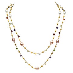 MarCo Bicego Paradise Collection 18K Yellow Gold Gemstones Pearl Long Necklace