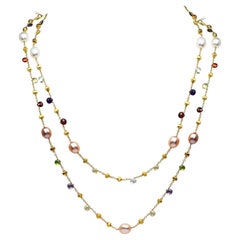 MarCo Bicego Paradise Collection 18K Yellow Gold Gemstones Pearl Long Necklace