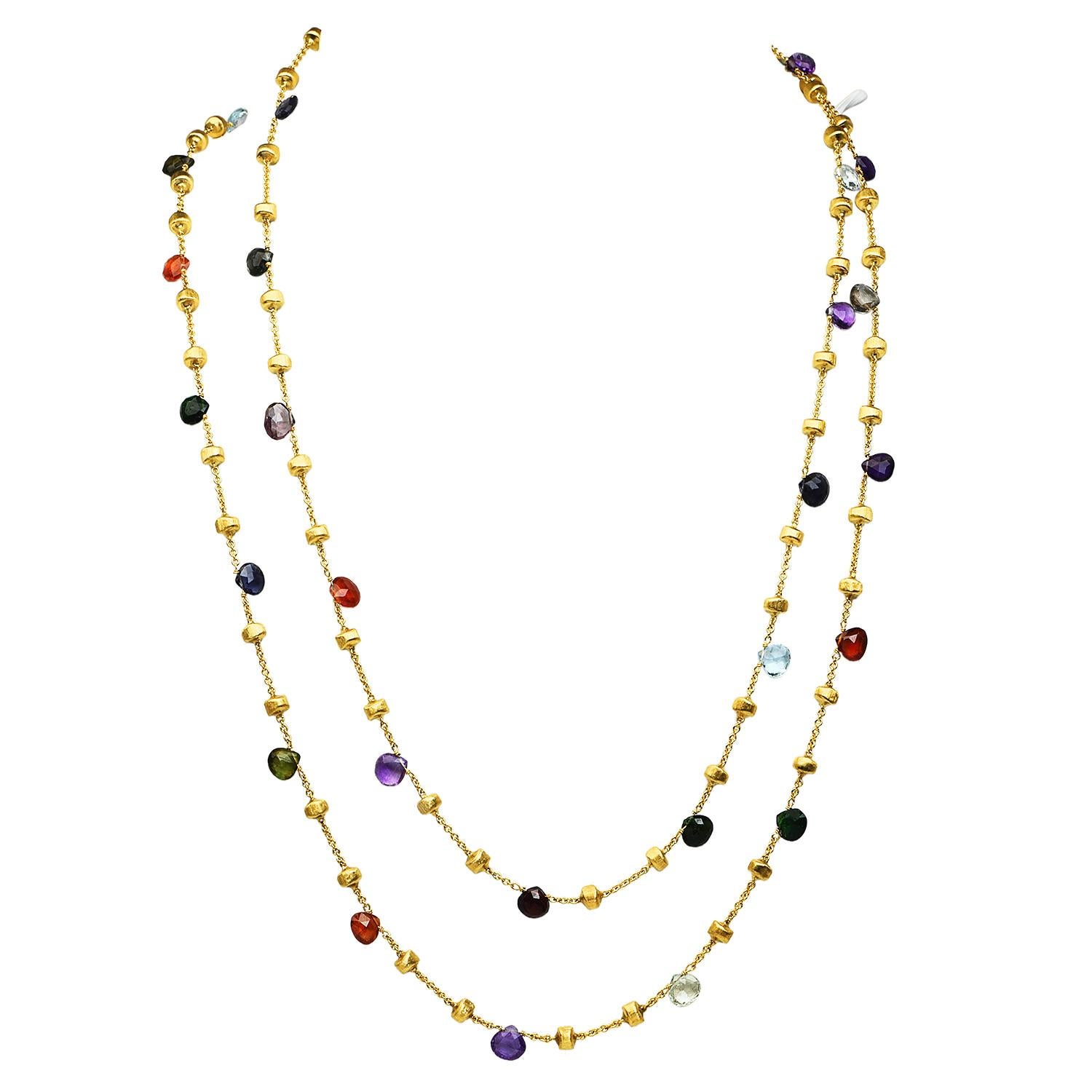 From the Italian designer, Marco Bicego, a happy and playful design.

This exquisite necklace is crafted from his Paradise collection in solid 18K yellow gold, with textured beaded accents. This edition is 46