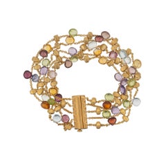 Marco Bicego Paradise Collection Yellow Gold Five Strand Multi Gemstone Bracelet