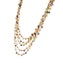 Marco Bicego Paradise Collection Yellow Gold Five Strand Multi Gemstone Necklace