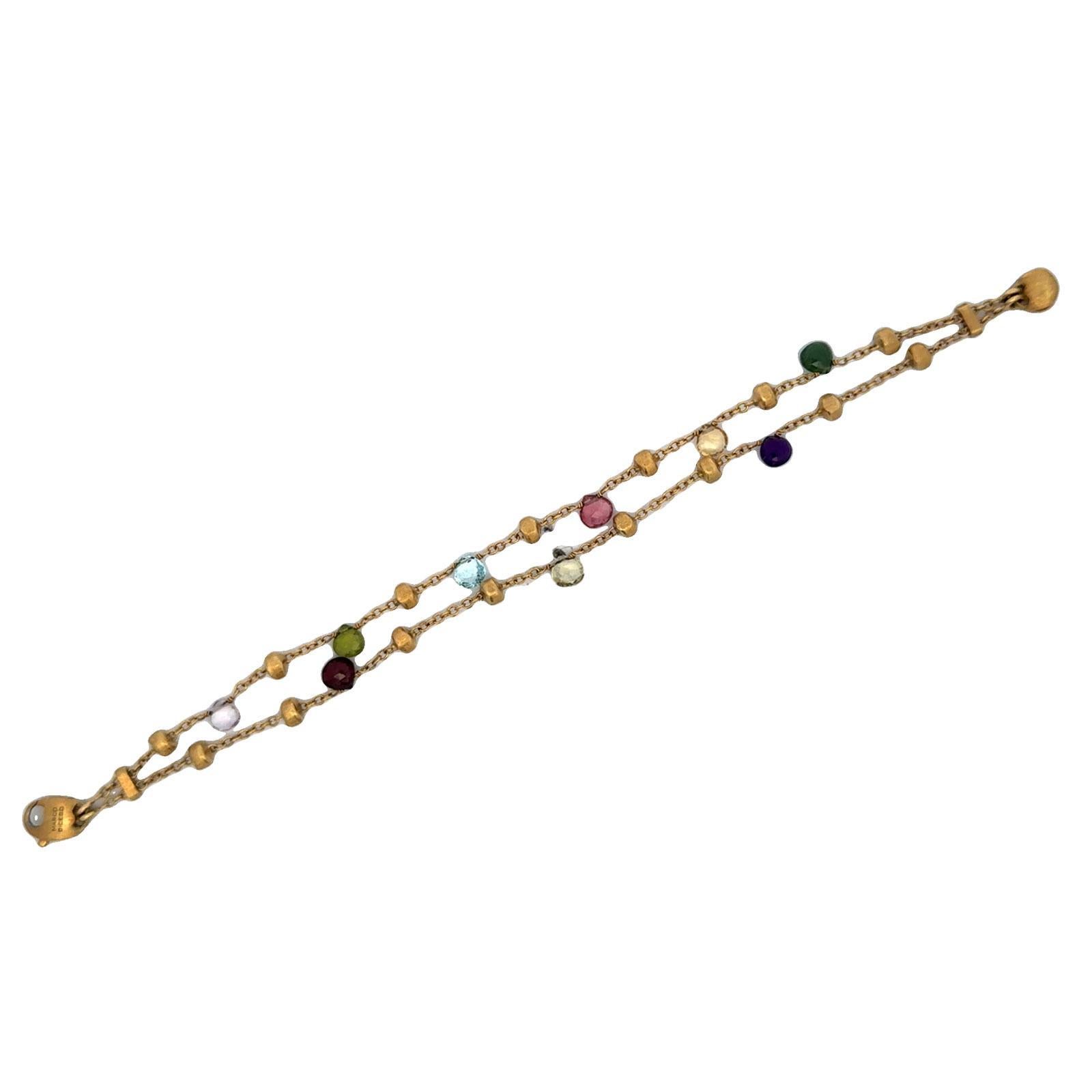 Moderne Marco Bicego Bracelet à deux rangées de pierres précieuses de couleur paradis 18 carats