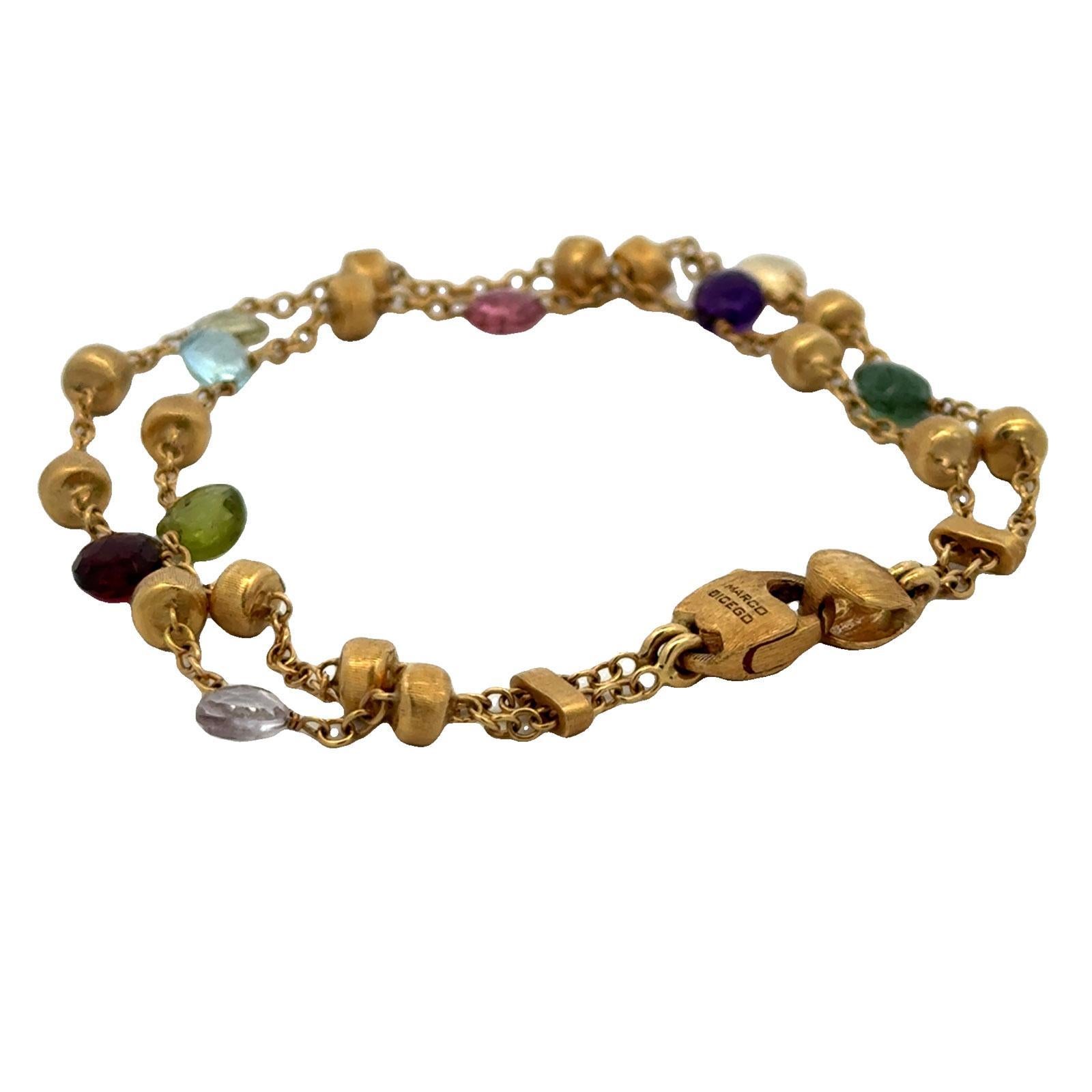 Marco Bicego Bracelet à deux rangées de pierres précieuses de couleur paradis 18 carats Excellent état à Boca Raton, FL