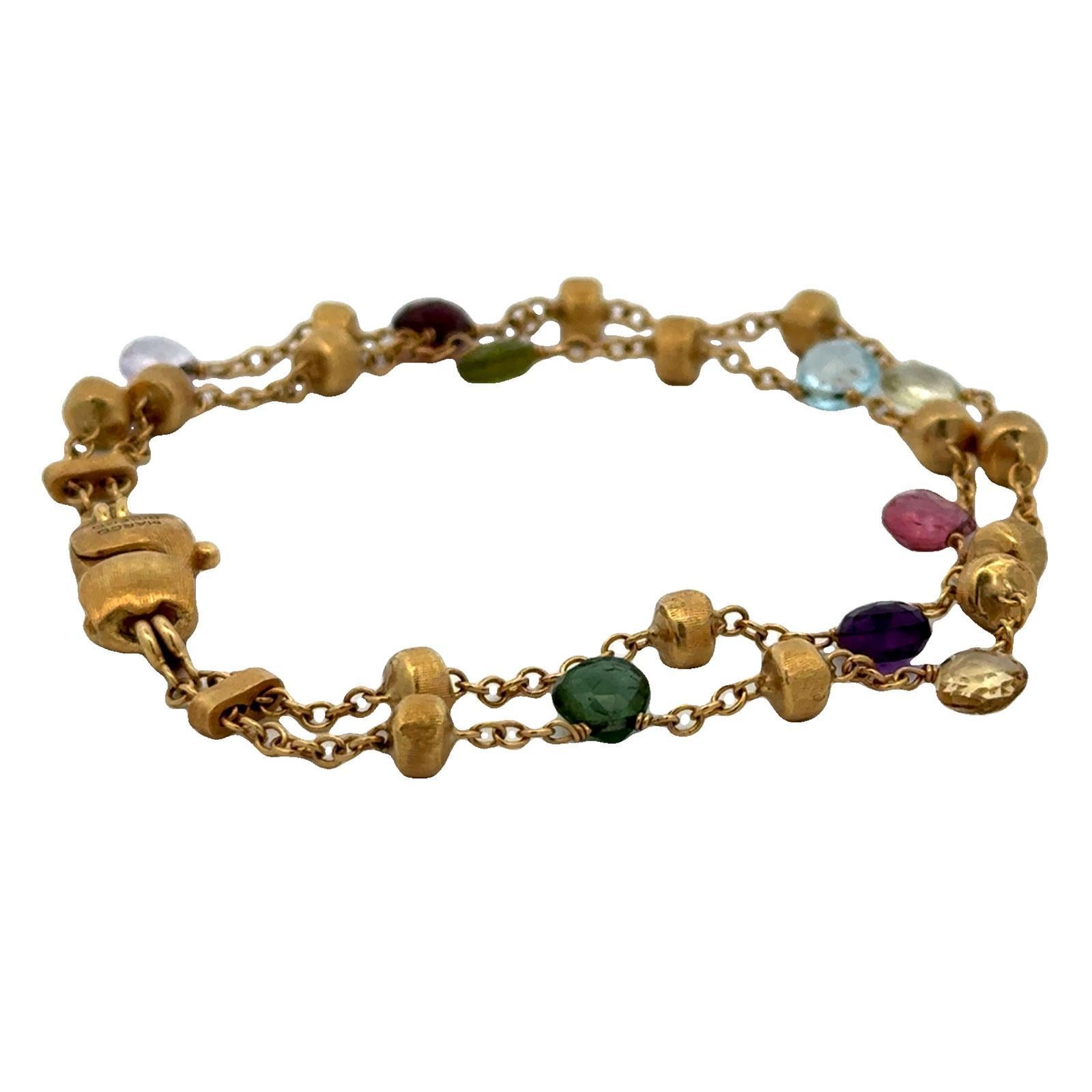Marco Bicego Bracelet à deux rangées de pierres précieuses de couleur paradis 18 carats 1