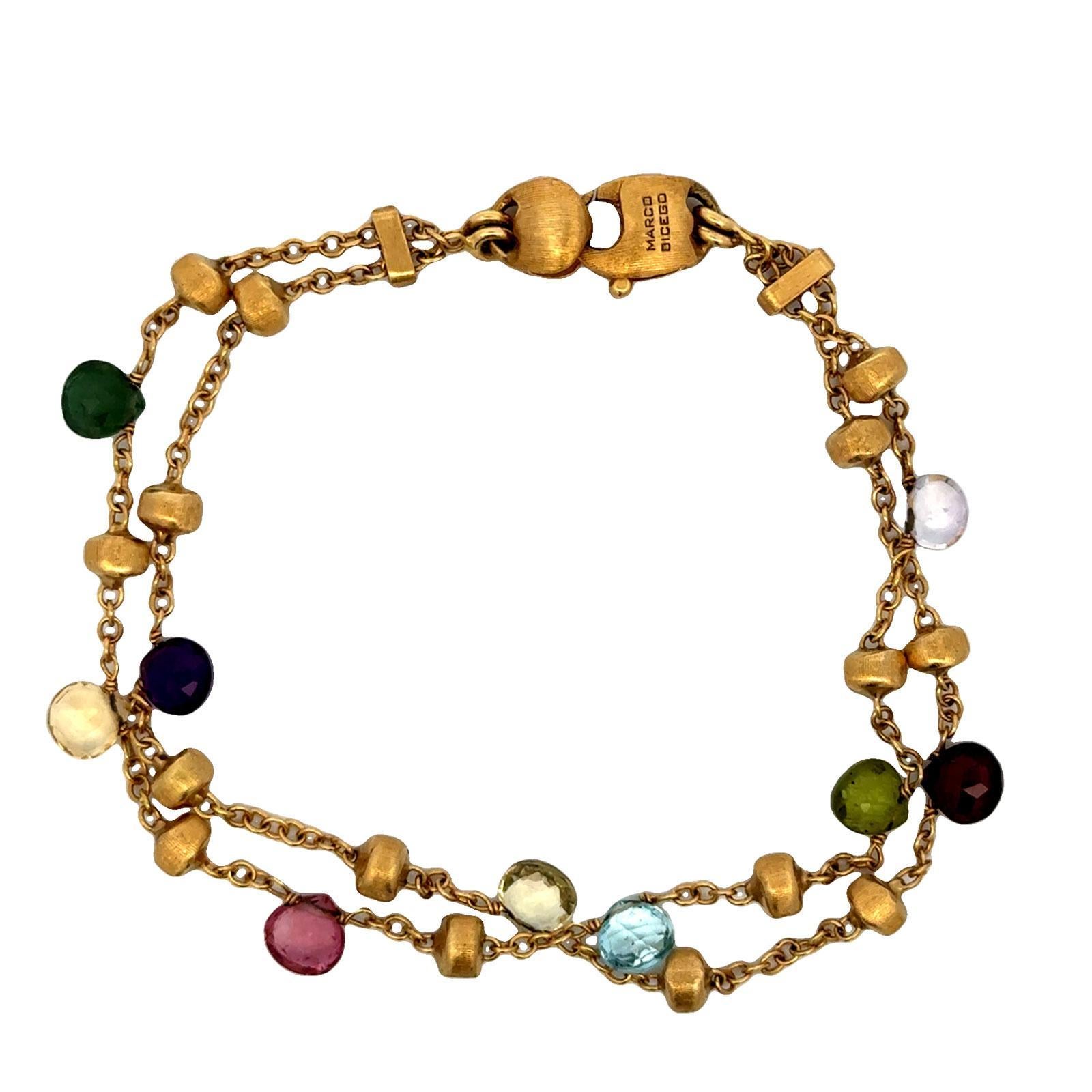 Marco Bicego Bracelet à deux rangées de pierres précieuses de couleur paradis 18 carats 2