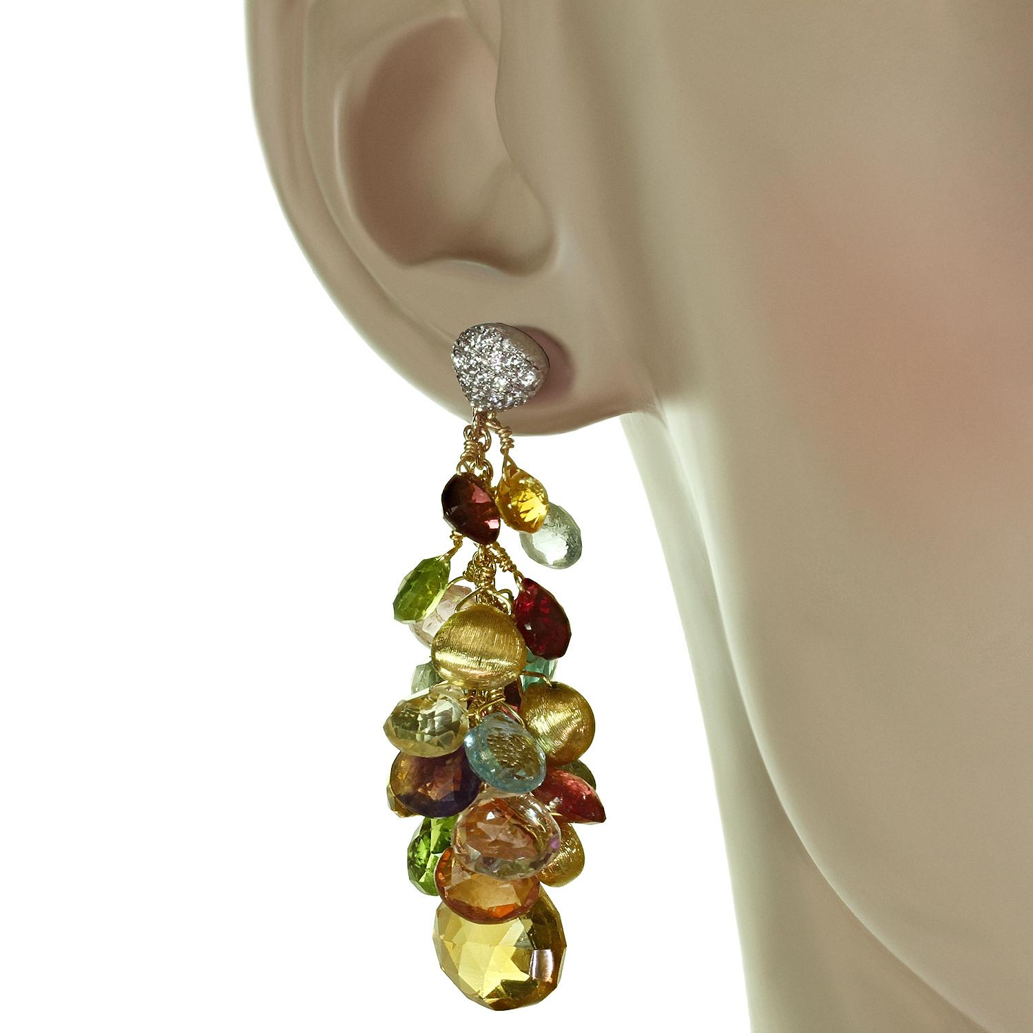 Brilliant Cut MarCo Bicego Paradise Diamond Briolette Gemstone Necklace & Earrings Set