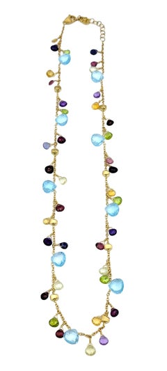 Marco Bicego Paradise Multi-Color Gemstone Necklace Set in 18 Karat Yellow Gold